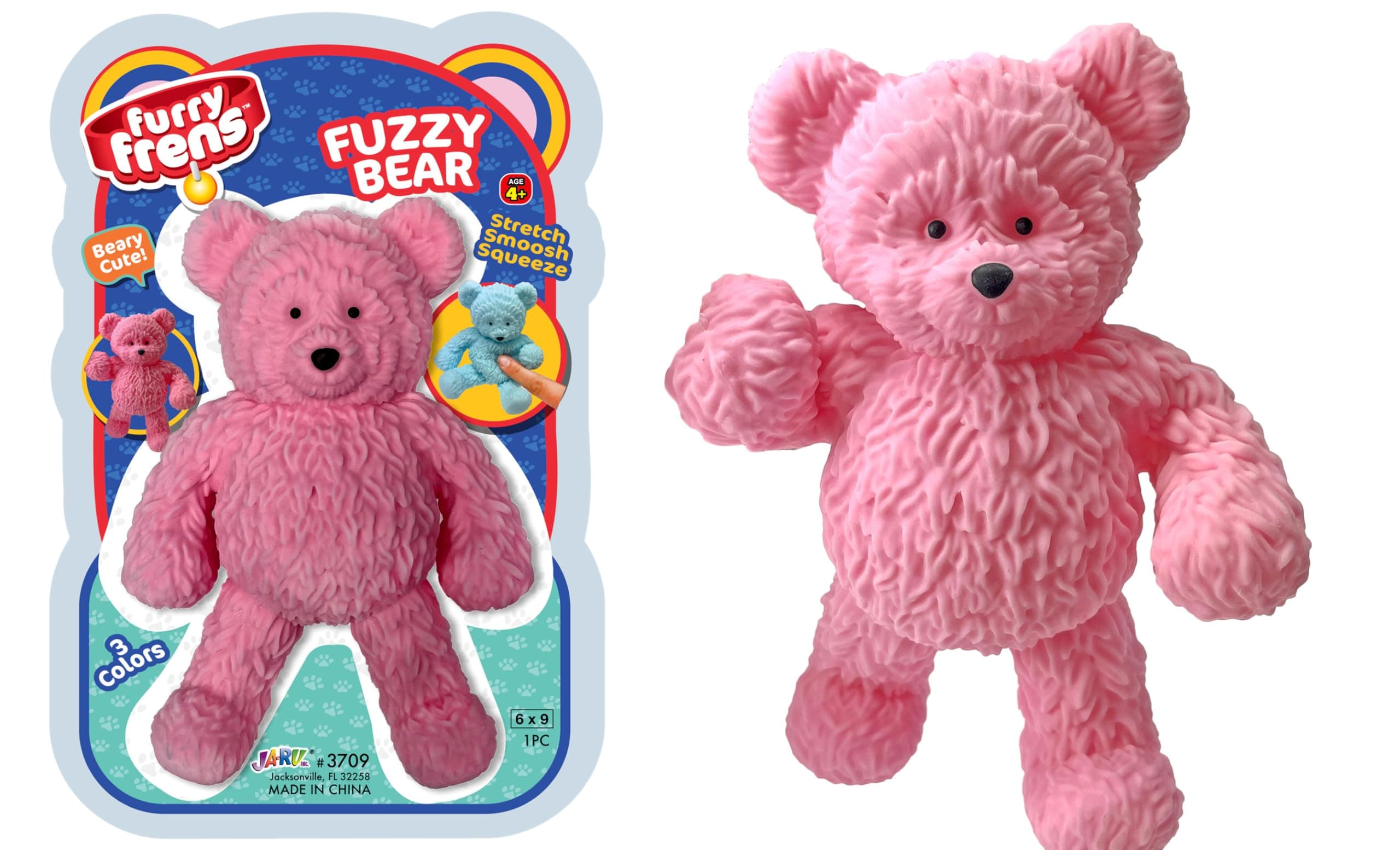 JA-RU Jumbo Squishy Gummy Bear Toy (1 Pink Bear) Mochi Squishy Toys for Kids. Animal Squeeze Toy. Stress Relief Fidget Toys. Party Favors & Easter Basket Stuffers. Pink-3711-1s