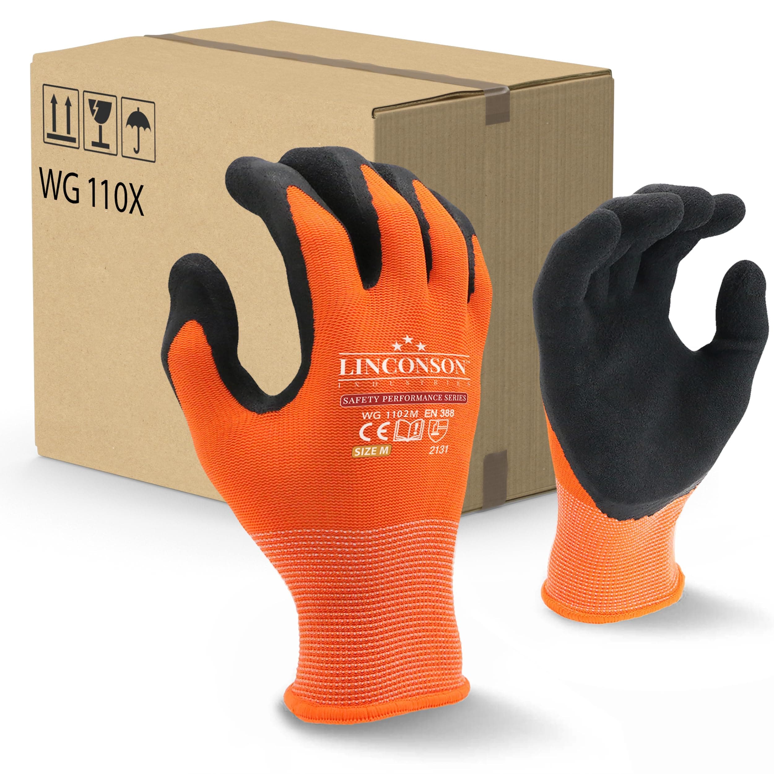 LINCONSON 12 Pack Safety Performance Series Construction Mechanics Work Gloves