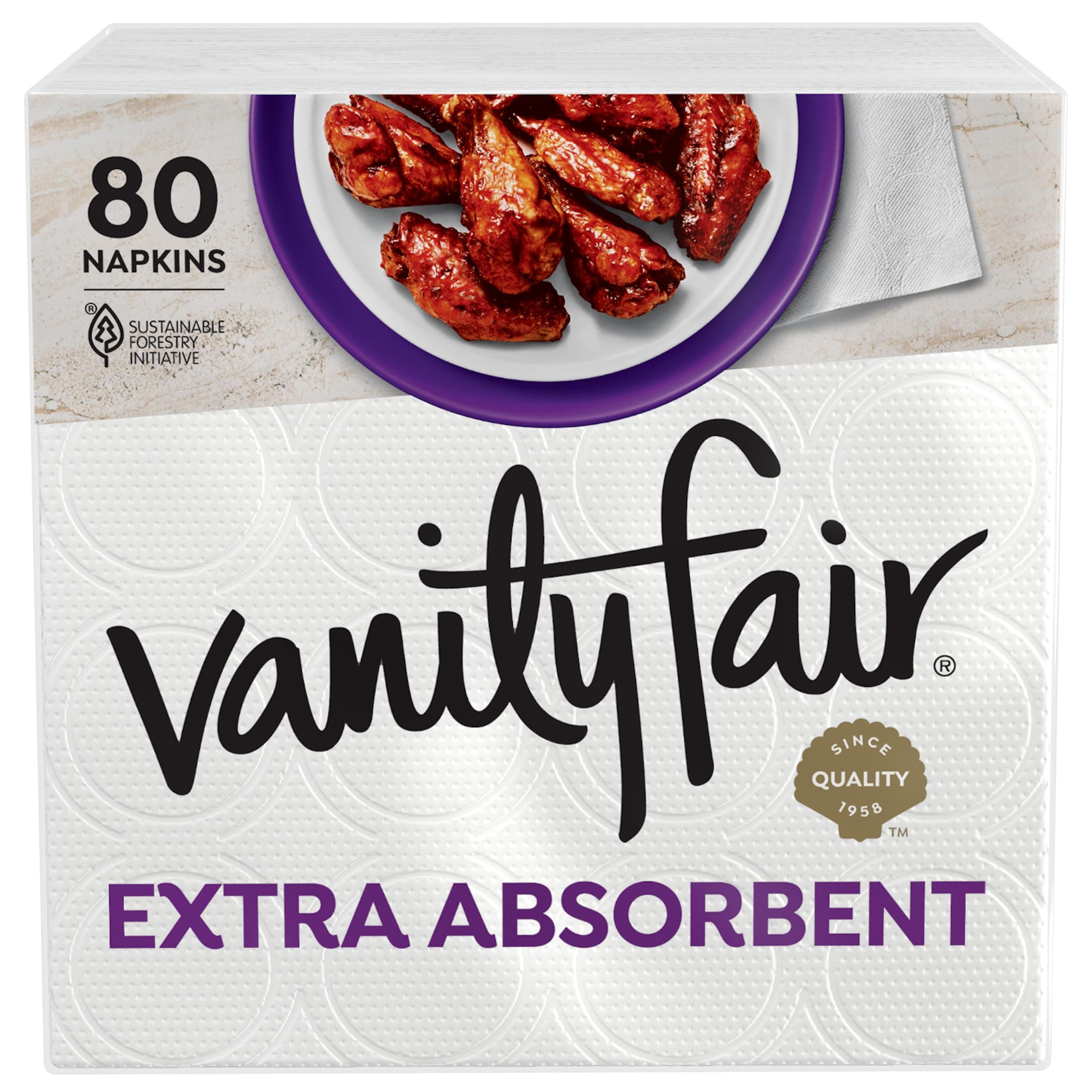 Vanity Fair Everyday Extra Absorbent Premium Paper Napkin, 80 Count (Packaging Design May Vary)