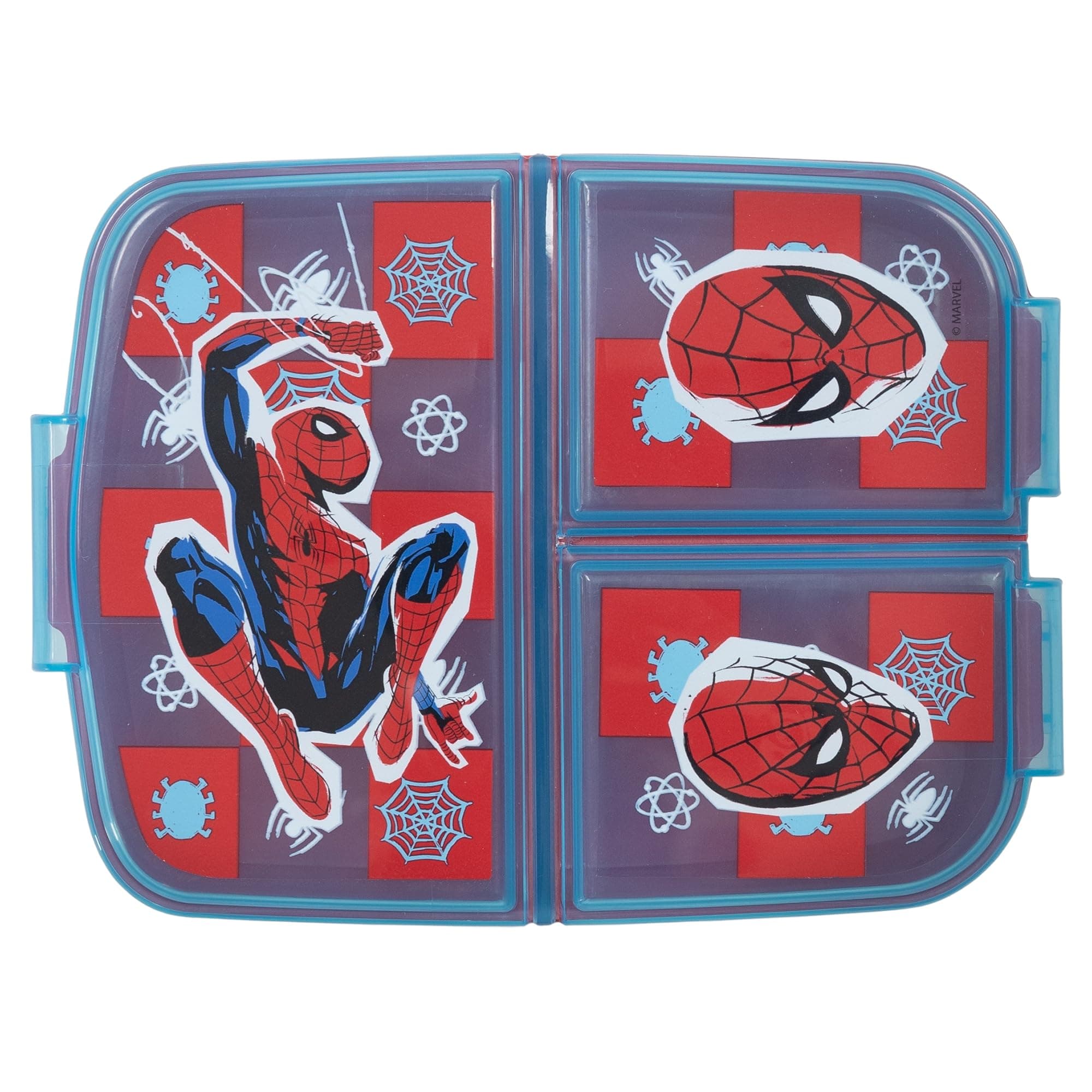 Spider-Man- 3-Compartment Bento-Style Kids Lunch Box - Ideal Portion Sizes for Ages 3 to 7 - Durable, BPA-Free, Dishwasher Safe, Food-Safe Materials