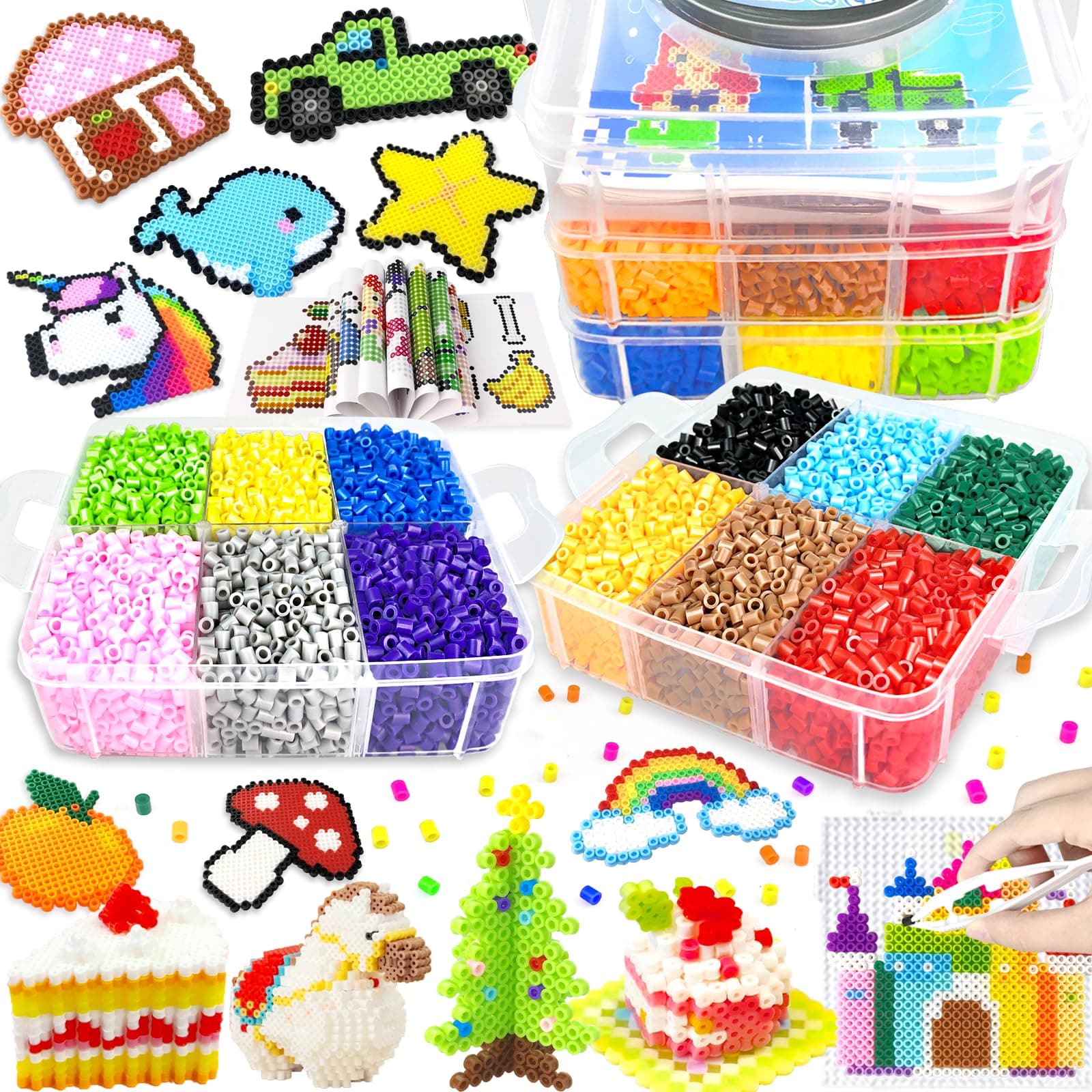 11000 Fuse Beads Craft Kit with Storage Box,20 Colors 5mm Beads for Kids