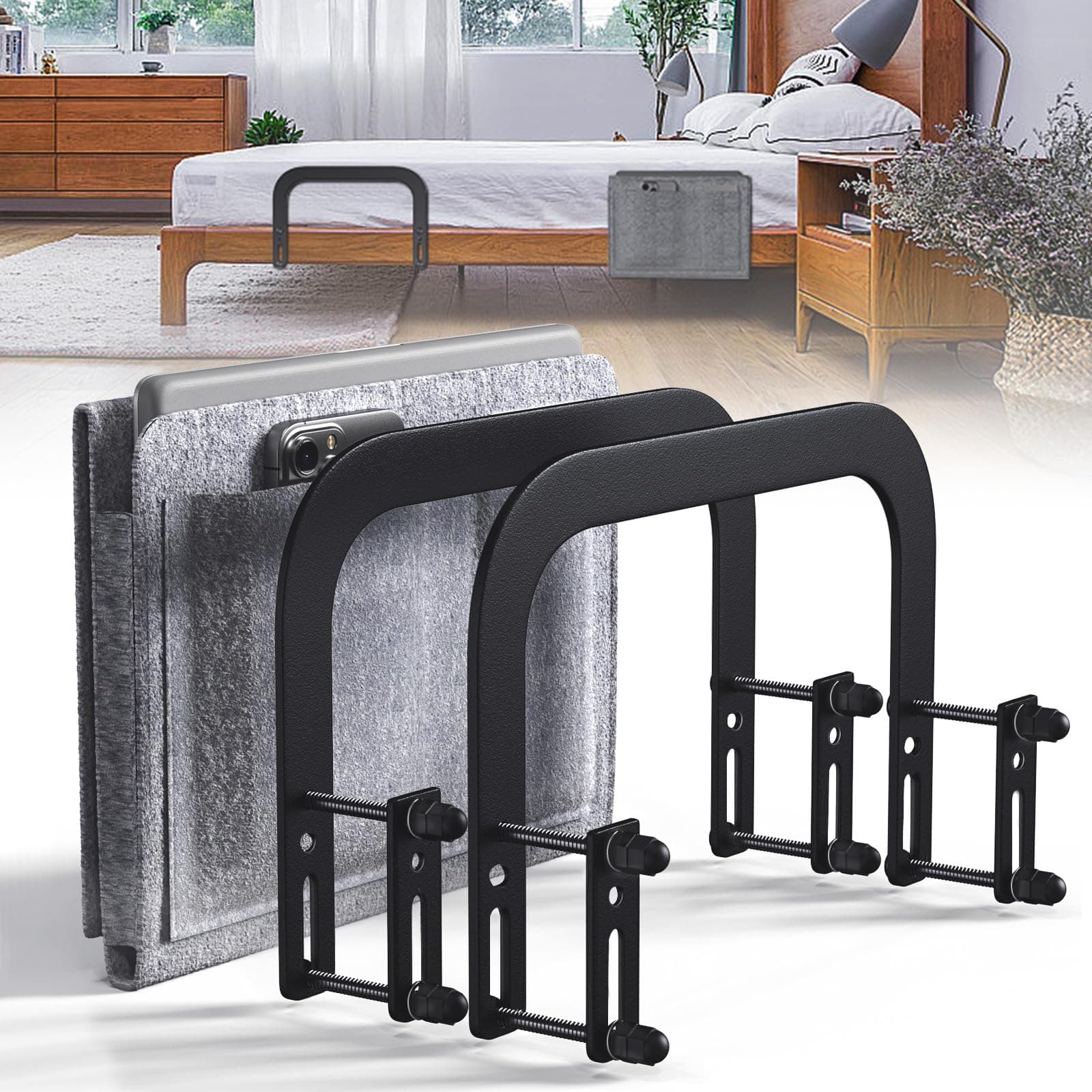 AIYOTAR Extra Tall Mattress Slide Stopper, Adjustable Mattress Retainer Bar for Bed Keep Mattress Topper from Sliding, Non Slip Mattres Gripper/Gasket/Holder/Baffle/Bracket