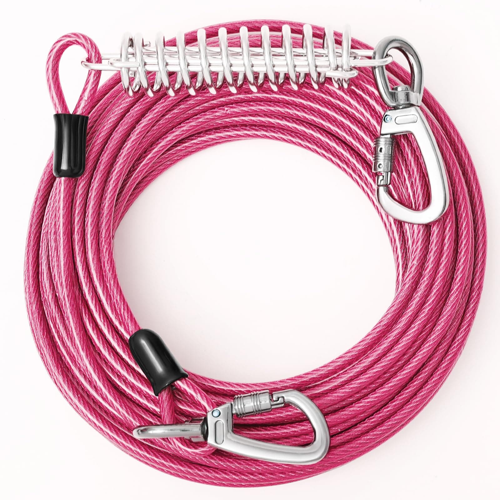 VST 10FT Tie Out Cable for Dogs-Heavy Duty Dog Leads for Yard with Shock Absorbing Spring & Swivel Hook,Outside Dog Leash Cable for Camping,Dog Tether for Small Dog Withstand 600LBS Break Strength