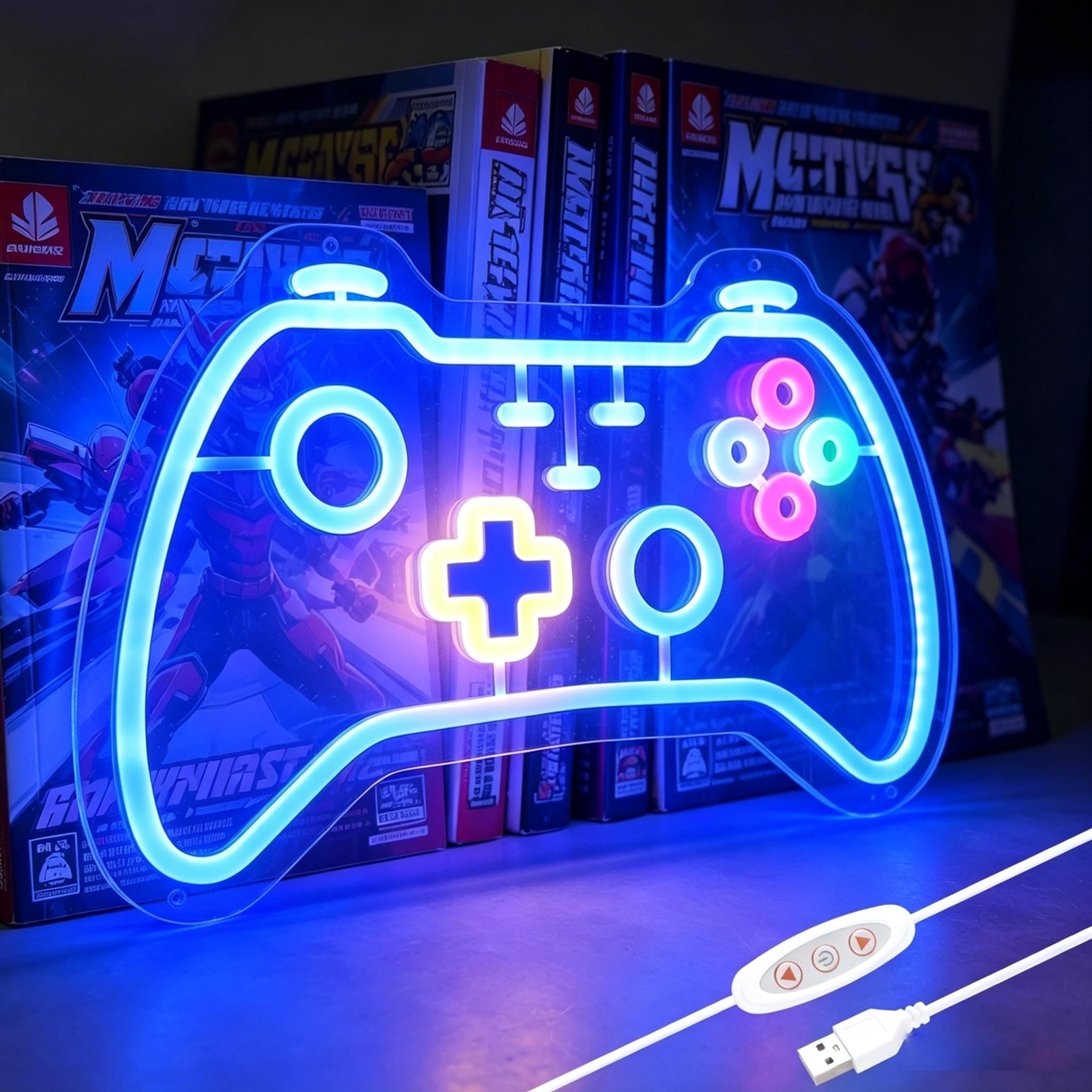 Gaming neon sign for teen boy room decor,Blue Neon Signs with USB and Dimmer switch,Gamer Neon Signs for wall decor,game room,kids,gift