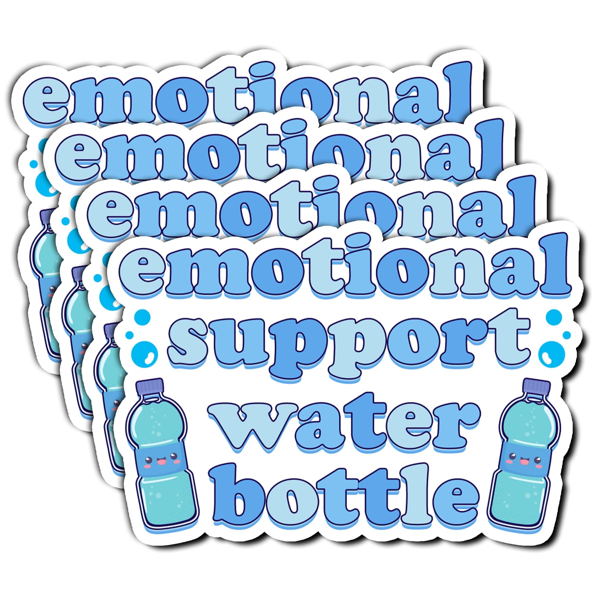 Pack 4PCS Emotional Support Water Bottle Sticker Funny Decals Waterproof Vinyl Decor Laptops Water Bottles Tumbler Car Truck Gifts Accessories Adults Kids Girls Boys
