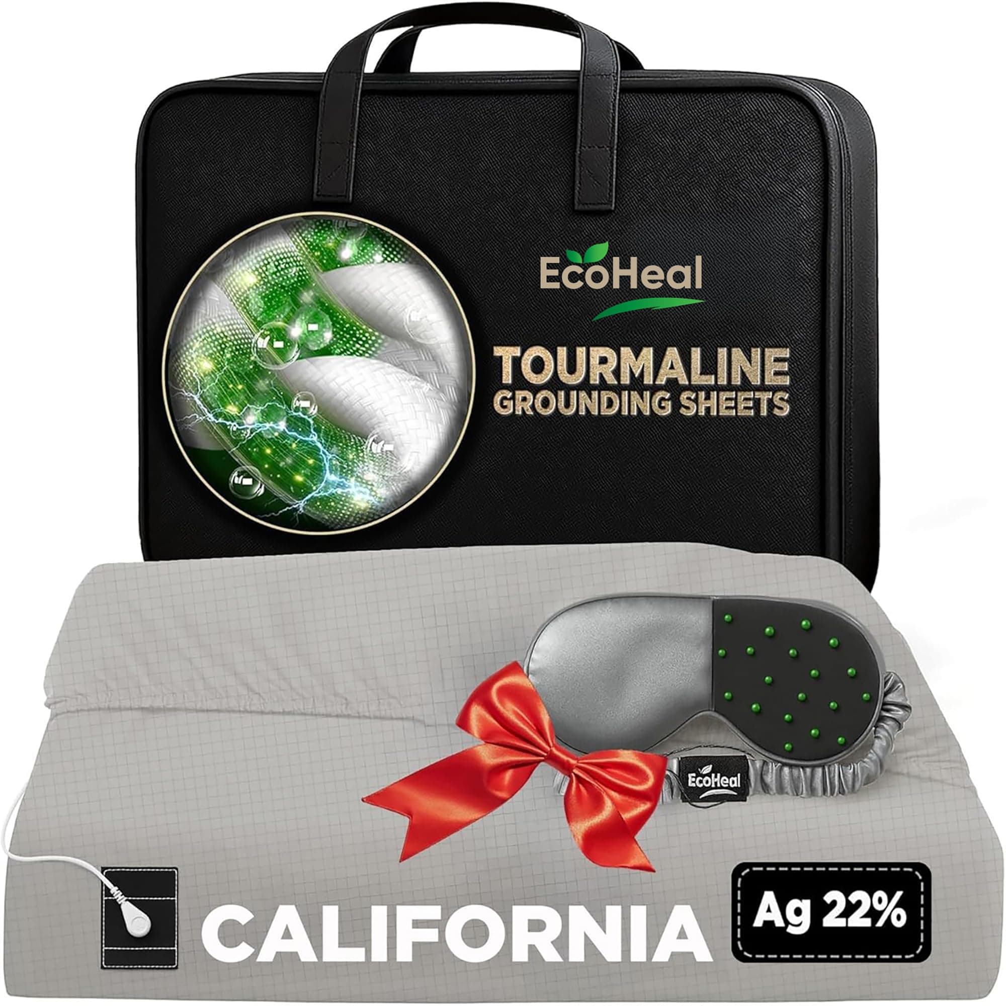 Luxury Tourmaline Grounding Sheets California 20% Silver Fiber, 76% Tourmaline Cotton, 4% Silk, Quality Certified Grounded Well Bed Sheet - Conductive Earth Fitted Sheet for Better Sleep, Beige