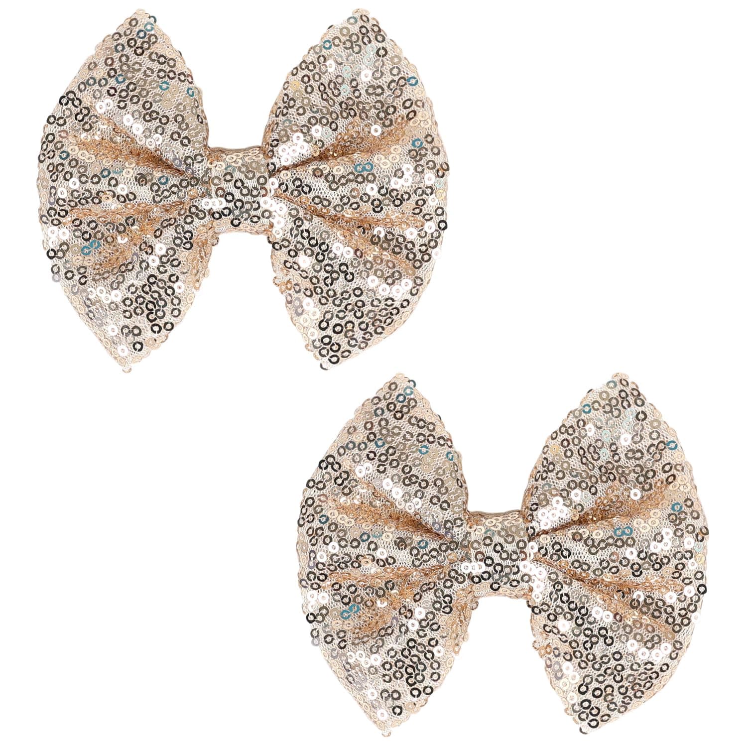 Love Fairy Glitter Bow Hairpin - A sparkling sequin bow tie hair clip, 5 inches, perfect for girls, teens, and women (Gold)