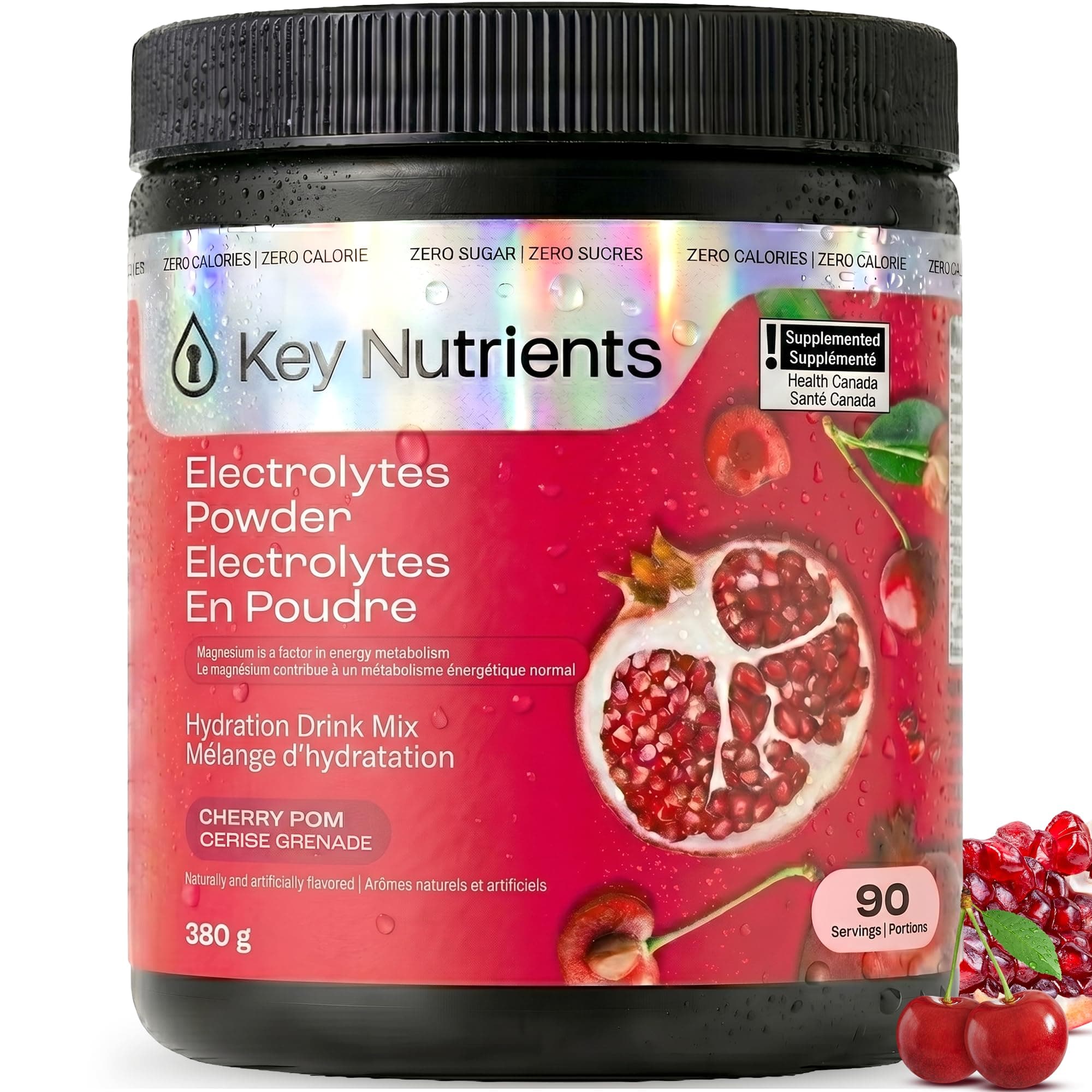 KEY NUTRIENTS Multivitamin Electrolytes Powder Sugar Free - Refreshing Cherry Pom Electrolyte Powder - Sodium & Energy Supplement - Hydration Powder - No Calories - 4.3 g x 90 Servings
