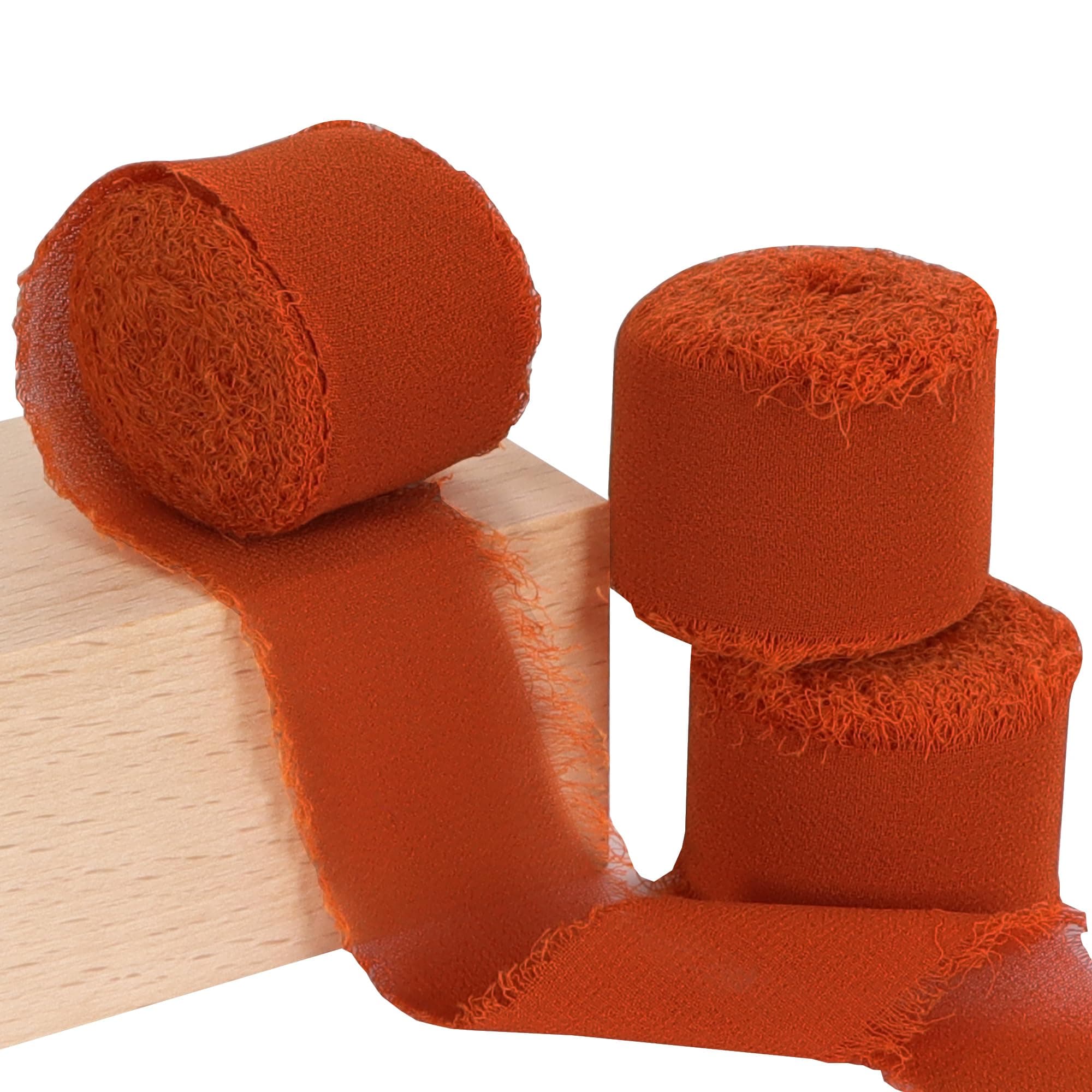 RIBBOOO 3 rollos de cinta de gasa beige de 1 pulgada x 5 yardas, cinta de seda para envolver regalos, boda, fiesta, decoración, ramo de flores, lazos para hacer manualidades