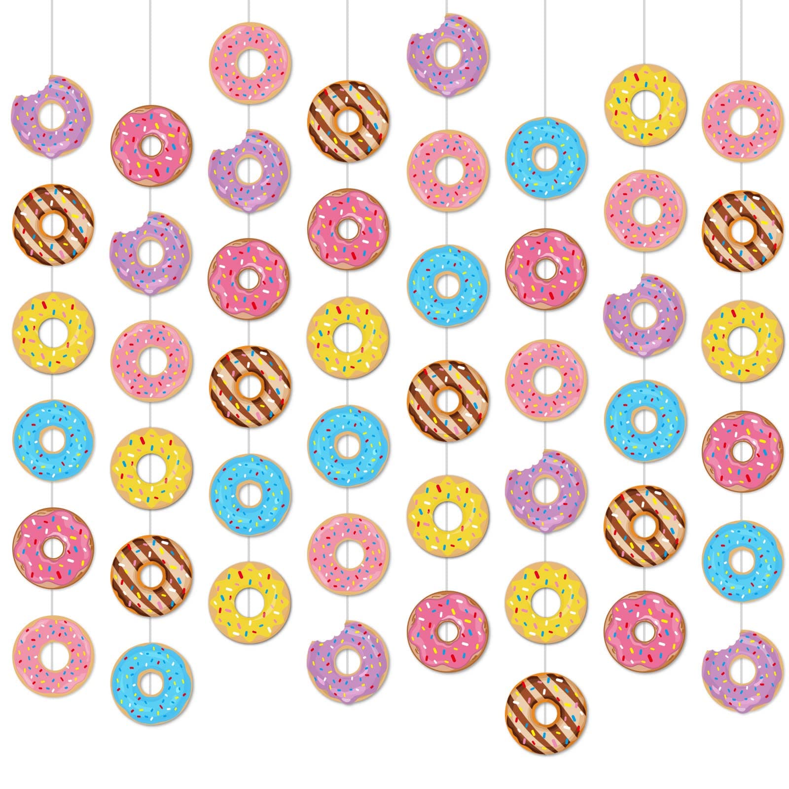 8 Pcs Donut Birthday Party Banners Donut Supplies Decorations Doughnut Grow Party Hanging Swirl Paper Cutouts Garland Kit for Baby Shower Gender Reveal Home Classroom Decor Favors