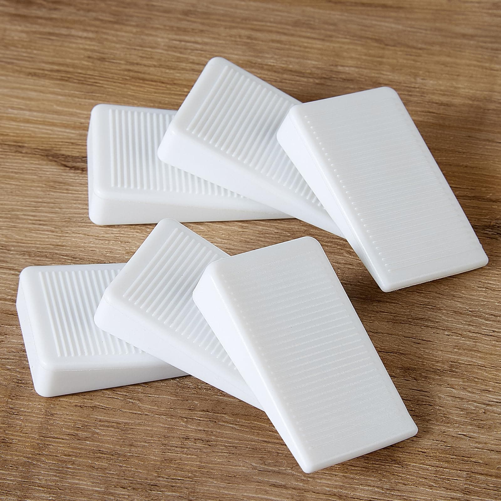 ZZJMCH 6-Pack White Shims for Leveling Furniture & Toilet - Trimmable Hard Plastic Wedges with Non-Slip Texture, Table Stabilizers & Wobble Wedges Rubber Type Levelers for Door, Table