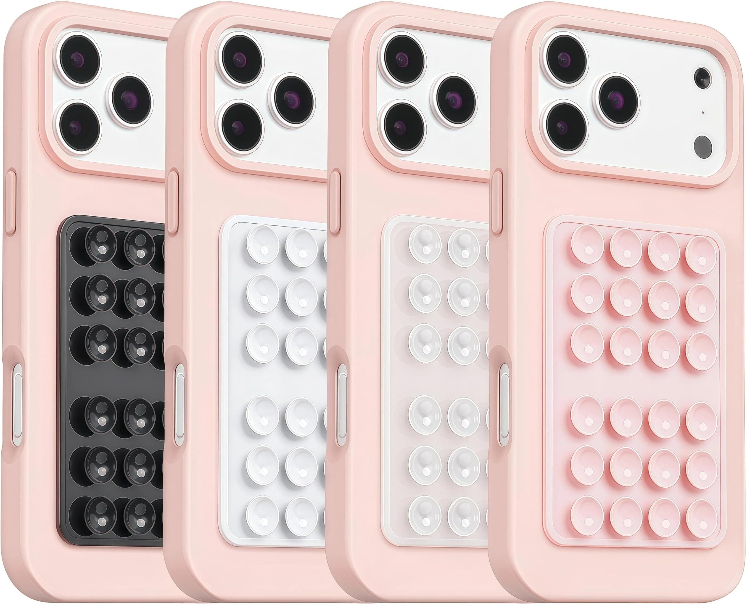4 Pack Silicone Suction Phone Grip Mount, Hands-Free Sticky Phone Holder with 24 Suction Cups, Strong Grip for Selfies & Videos, Adheres to Mirrors, Tiles & Smooth Surfaces