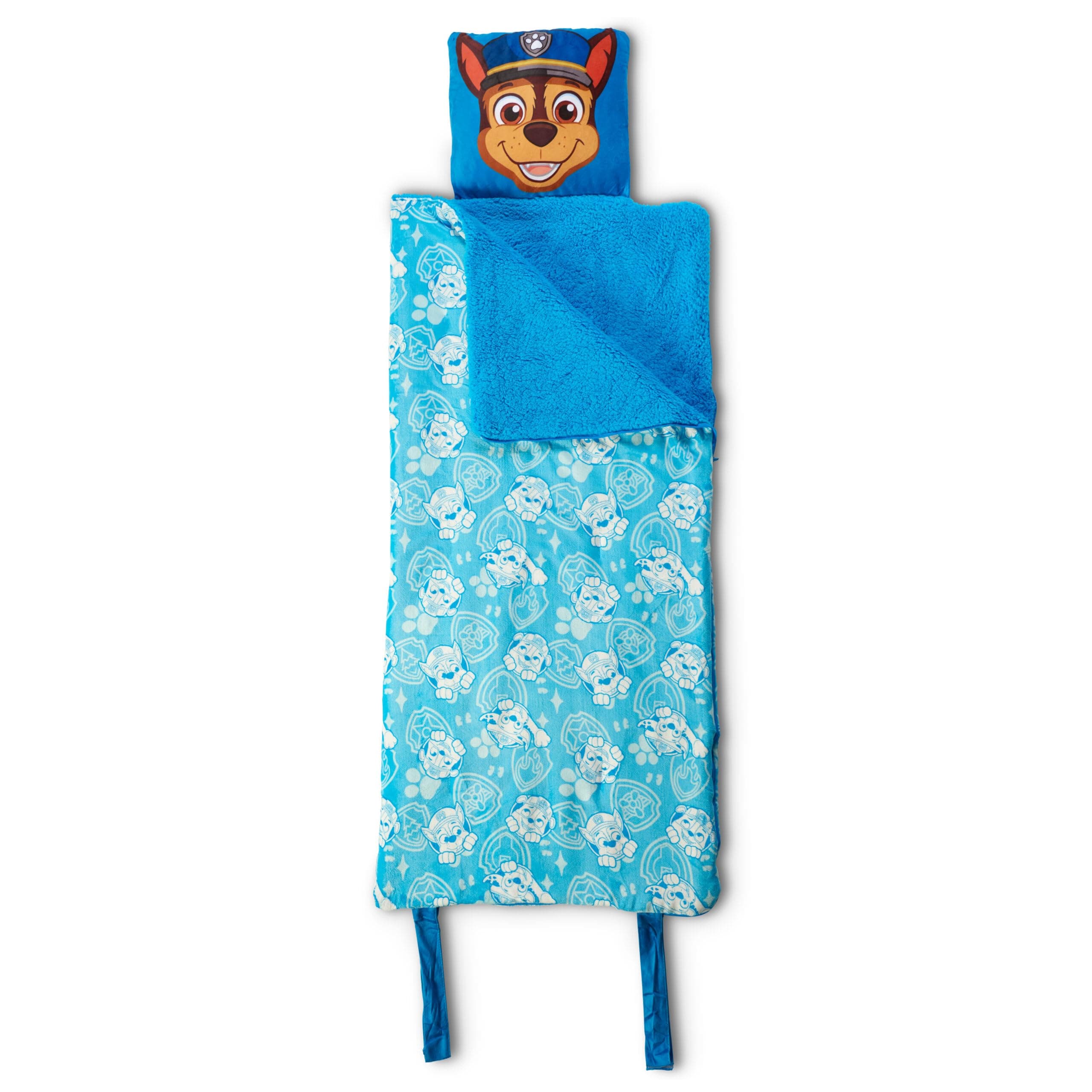 Paw Patrol Chase, Silk Touch Sherpa Slumber Bag with Attached Pillow, Cozy Portable Sleepover Set, Character Sleeping Bag for Travel, 27 x 56 Inches