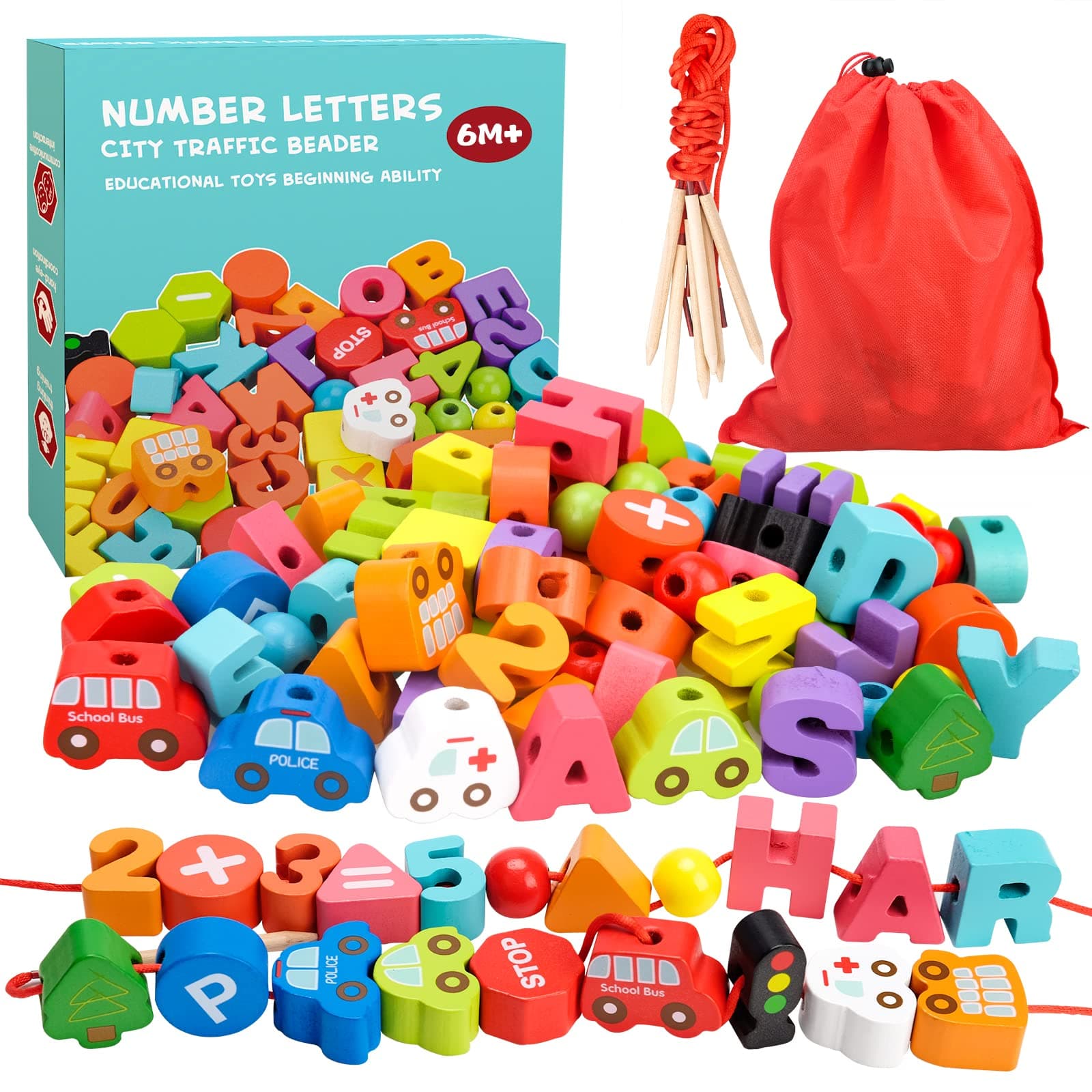 Toddler Toys for Girls Boys, Kids Montessori Wooden Toy Gifts for 6+ Month Babies Girl Boy Educational Learning Threading Toy for 6+ Month Olds Toddlers Girl Child Birthday Gift