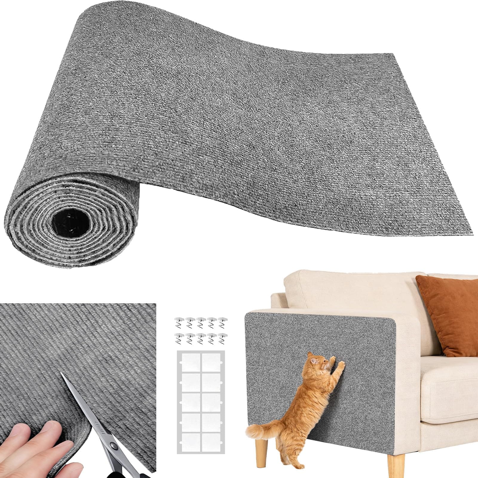 SREBAY Cat Scratch Couch Furniture Protector, Self-Adhesive Scratch Pad