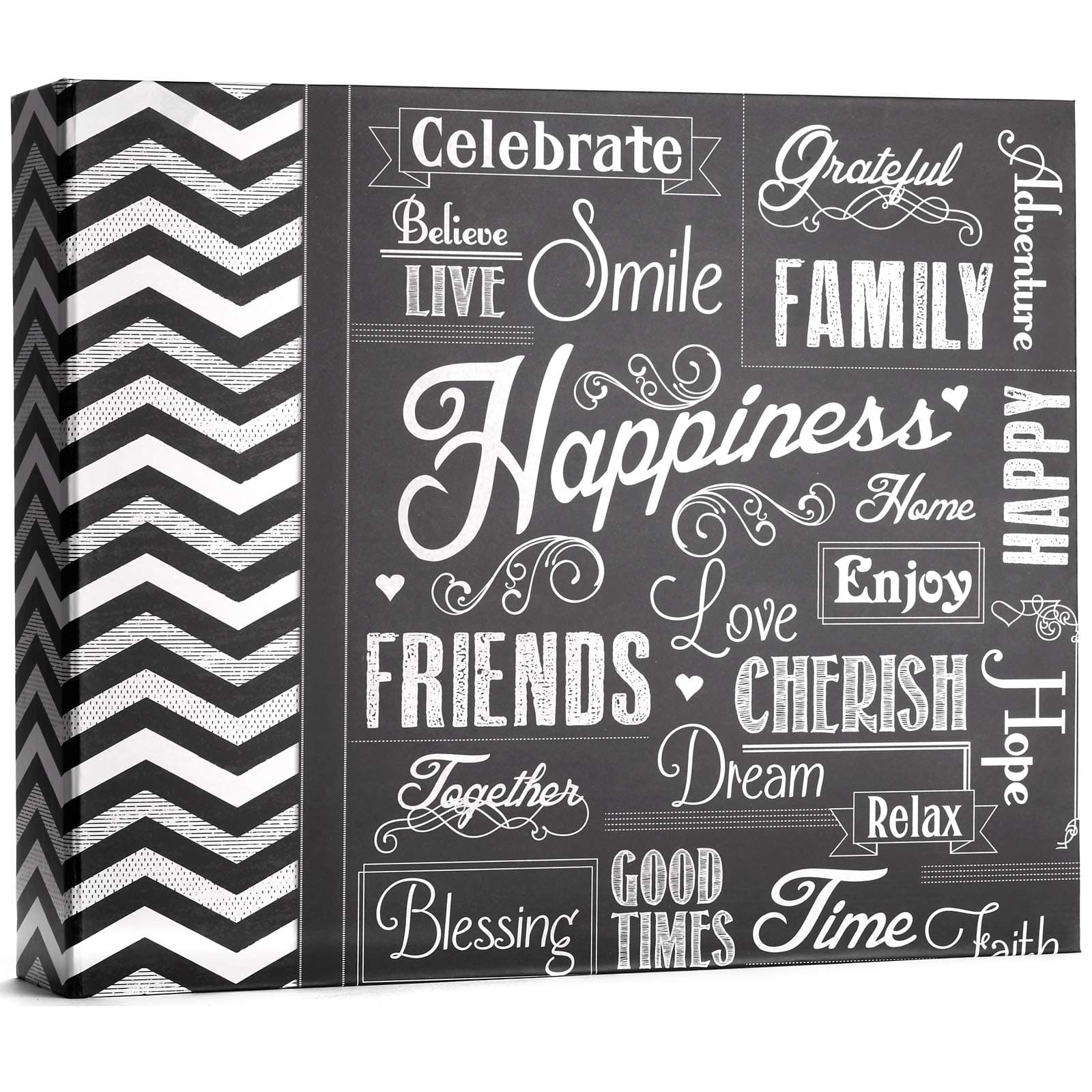 Pioneer Photo Albums Photo Albums T-12CHLK/H 3-Ring Printed Chalkboard Design Binder Happiness Scrapbook, 12 x 12 inches,