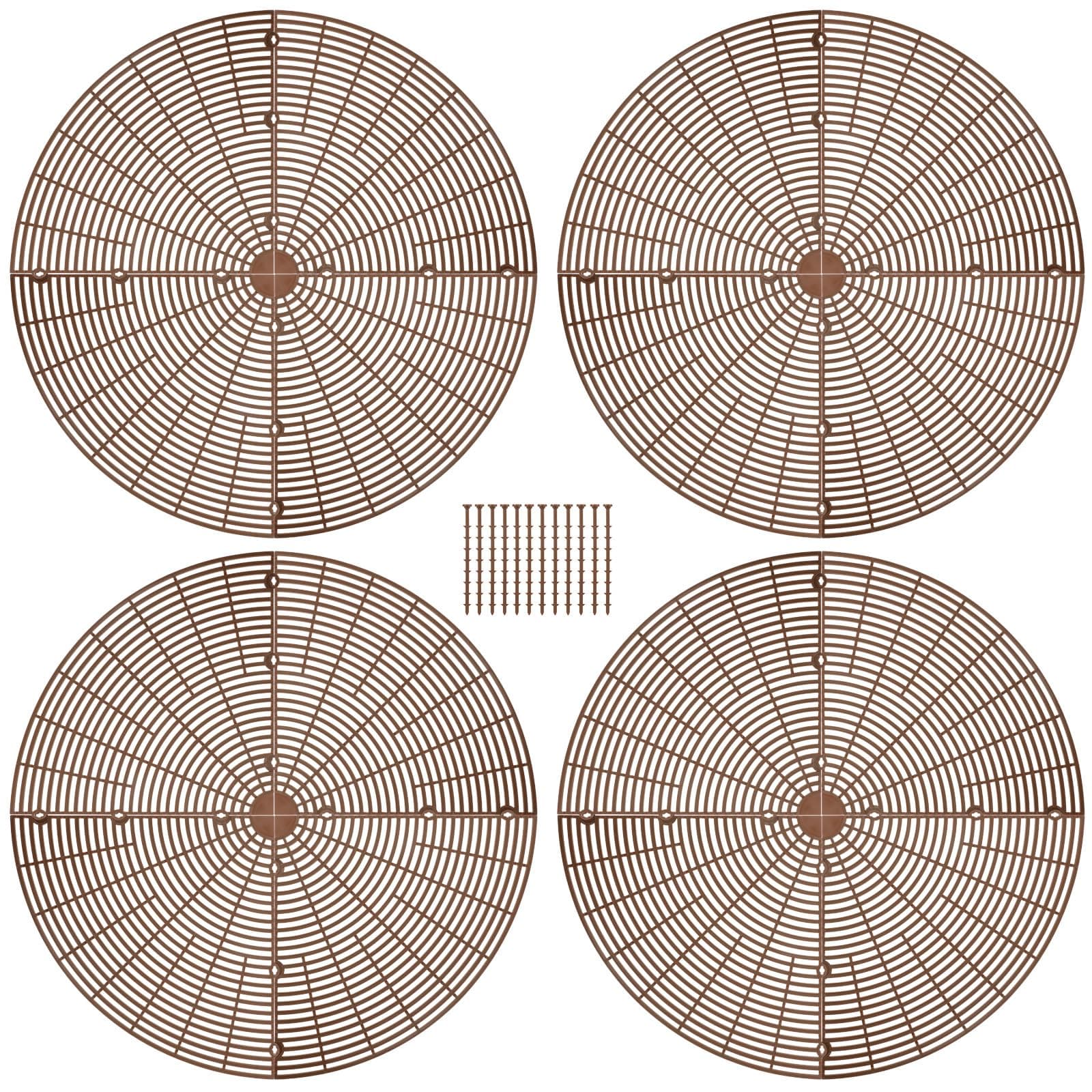 PercyEffie 4 Pcs Plant Grid Cover Protectors 20.8 Inch Cuttable Soil Cover with Stakes Keep Cats Out of Potted Plants Indoor Outdoor Gardening Brown