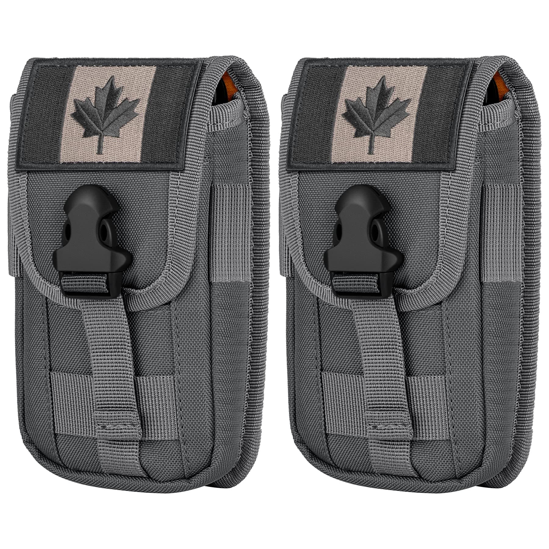 IronSeals 2 Pack Tactical Molle Phone Holster Pouch, Phone Case Molle Attachment Belt Holder Waist for 4.7"-6.9" with Armor Case on with CA Flag Patch