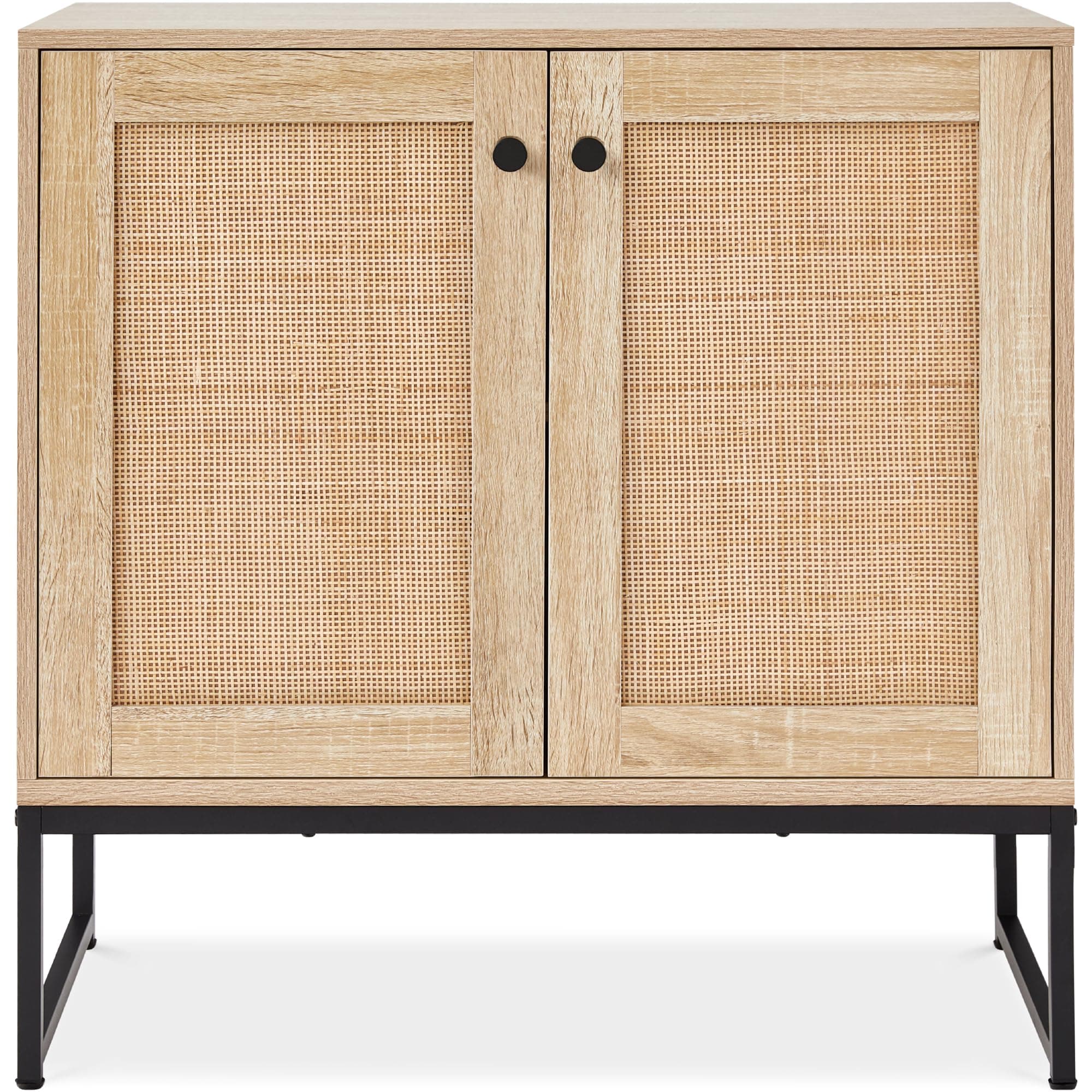 Best Choice Products 2-Door Rattan Storage Cabinet, Accent Furniture, Multifunctional Cupboard for Living Room, Hallway, Kitchen, Sideboard, Buffet Table w/Non-Scratch Foot Pads - Natural