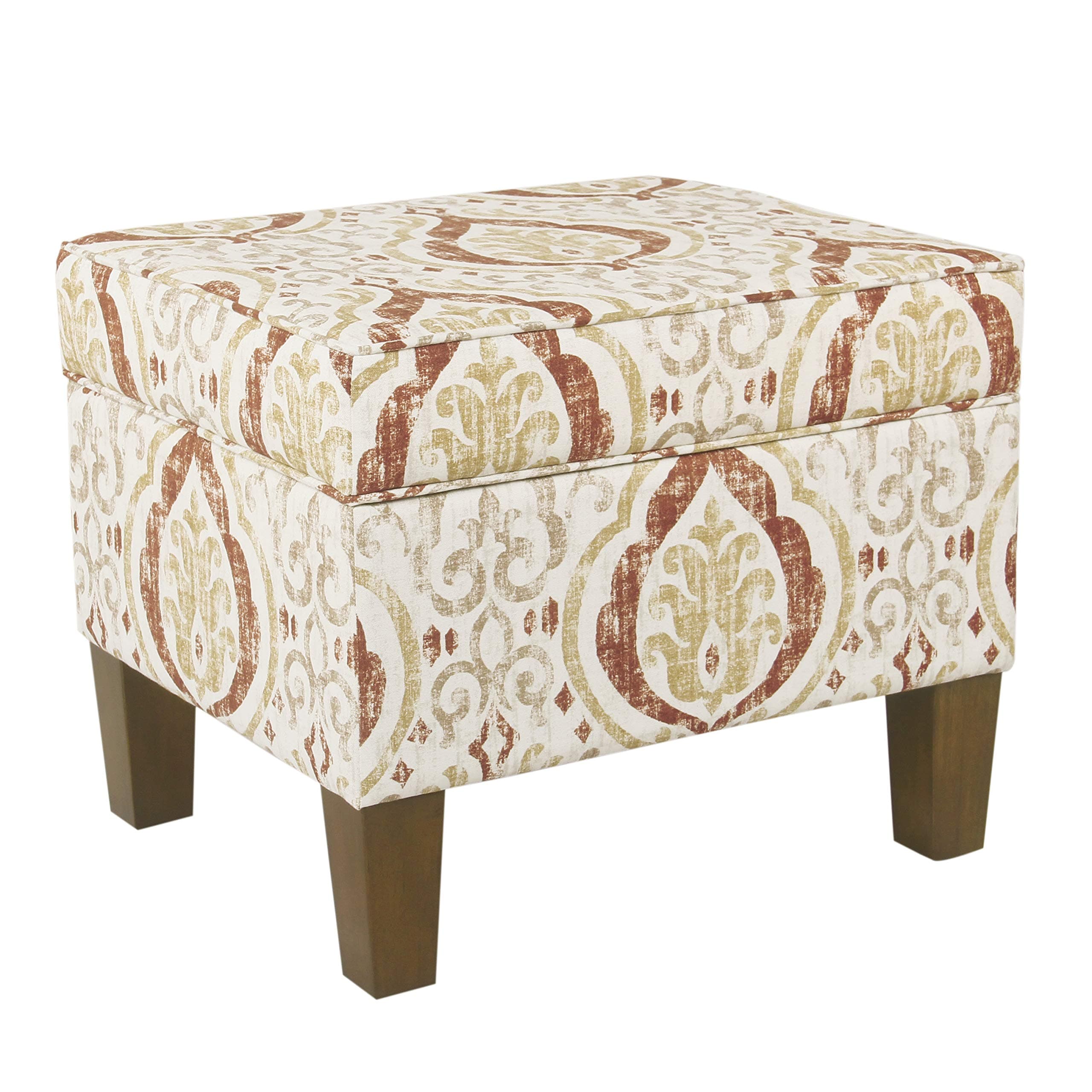 HomePop Square Ottoman - Burnt Orange and Cream Medallion