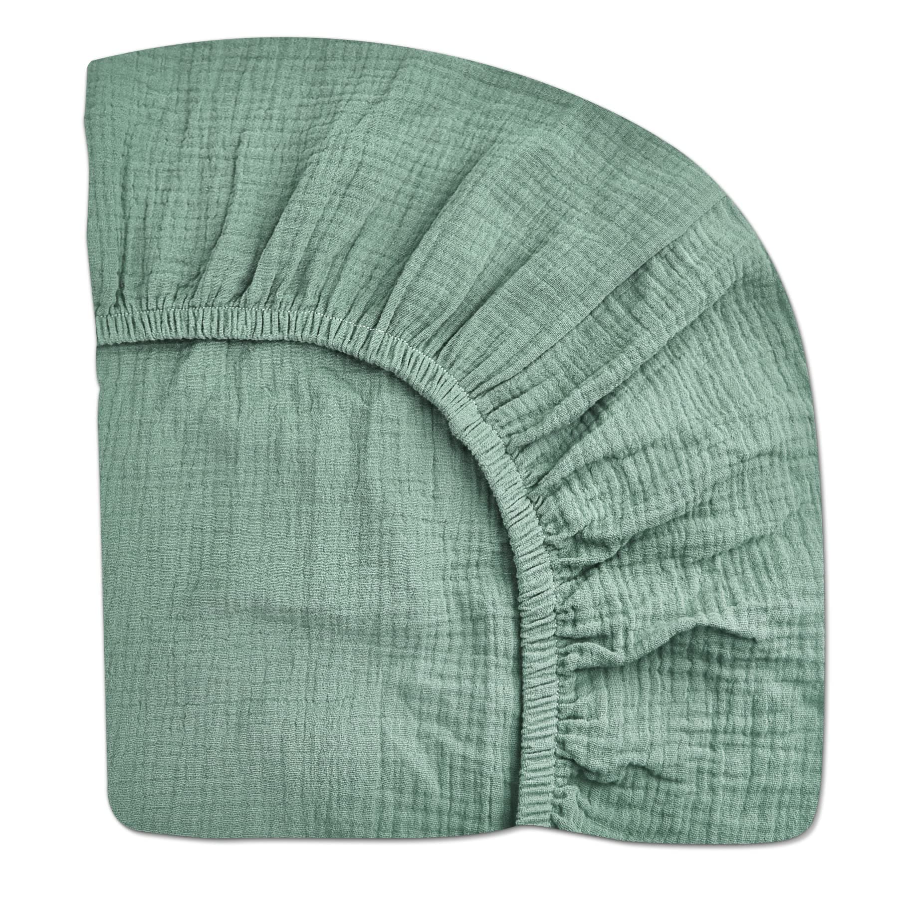 Crib Sheets for Boys Girl, Fitted Baby Toddler Bed Sheets 28" x 52", Neutral Muslin Cotton Crib Mattress Bedding Soft and Breathable Comfort (Roman Green, Crib Sheet)