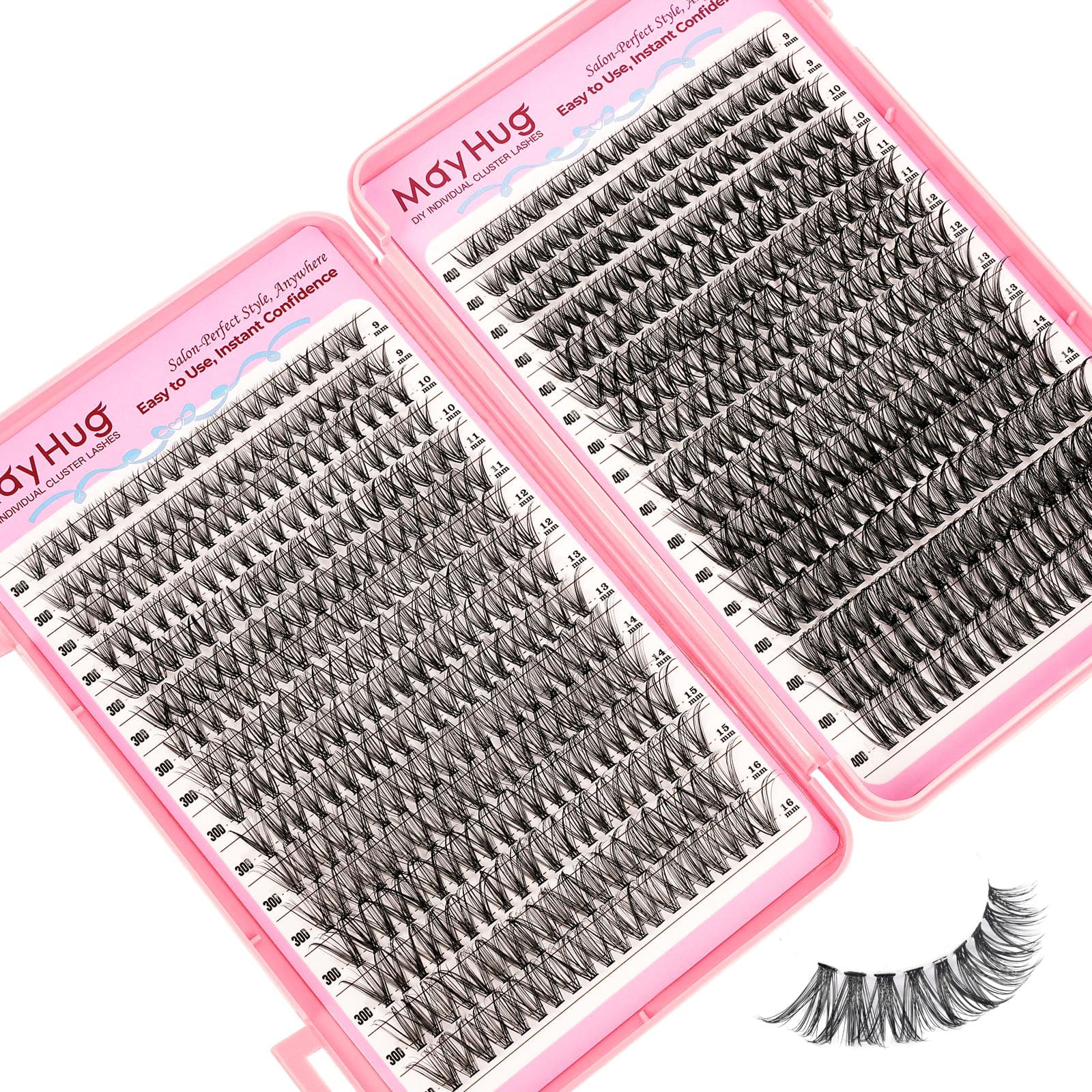 Mayhug Lash Clusters,640PCS Natural Wispy Lashes,30D 40D 9-16mm Lengths
