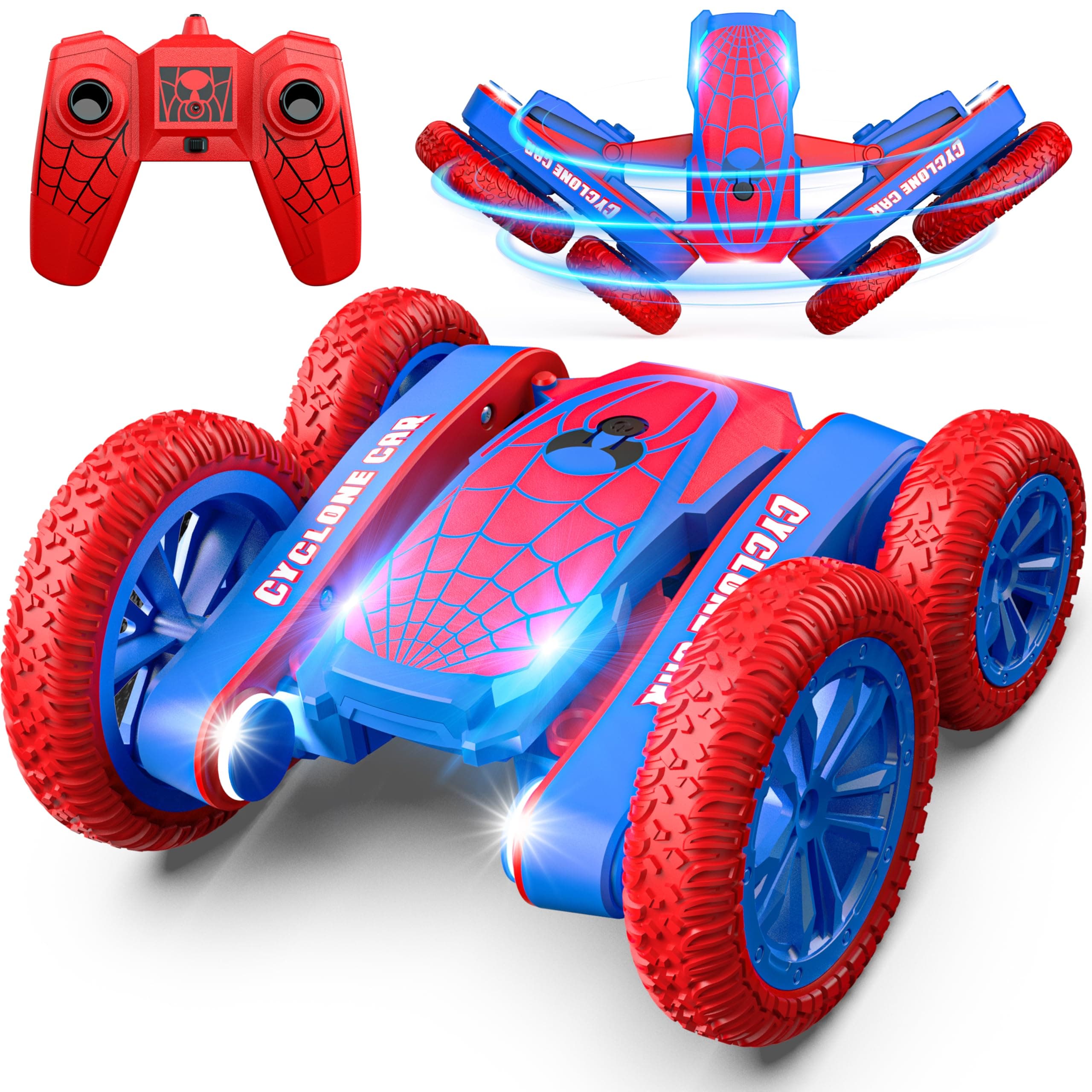 Blissbud Spider RC Stunt Car with Cyclone Mode, 4WD, Rechargeable, Ages 4+