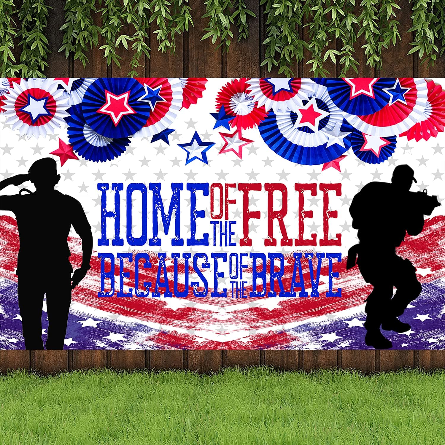4x6FT American Flag Patriotic Soldier Free&Brave Backdrop,Patriotic Photography Background for Veterans Day Memorial Day Independence Day Deployment Returning Back Military Army Party (Brave)