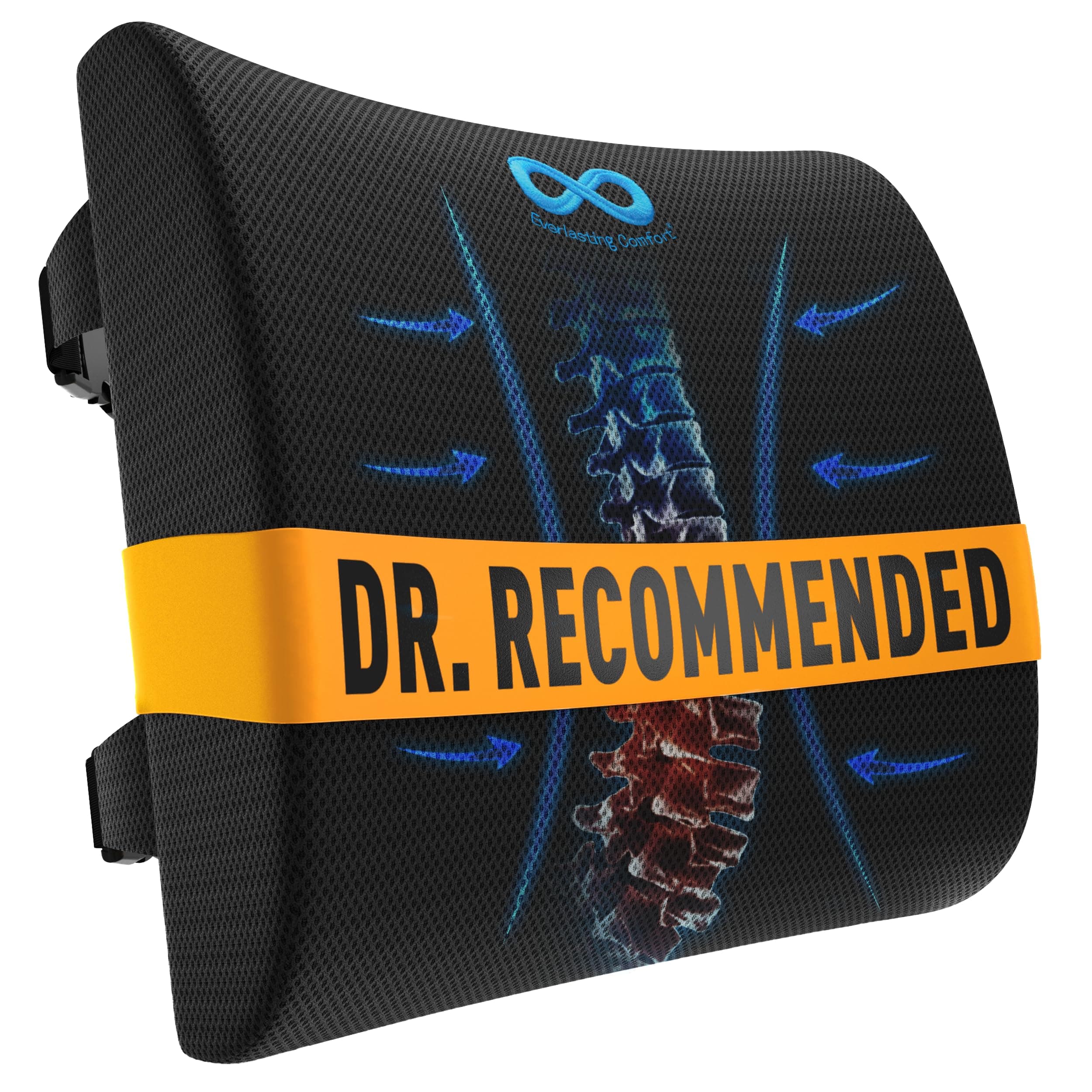 Everlasting Comfort Lumbar Support Pillow for Office Chair - Memory Foam Back Cushion for Car Seat - Promotes Better Posture, Back Pain Relief - Ideal Gaming and Desk Chairs Work and Home Essentials