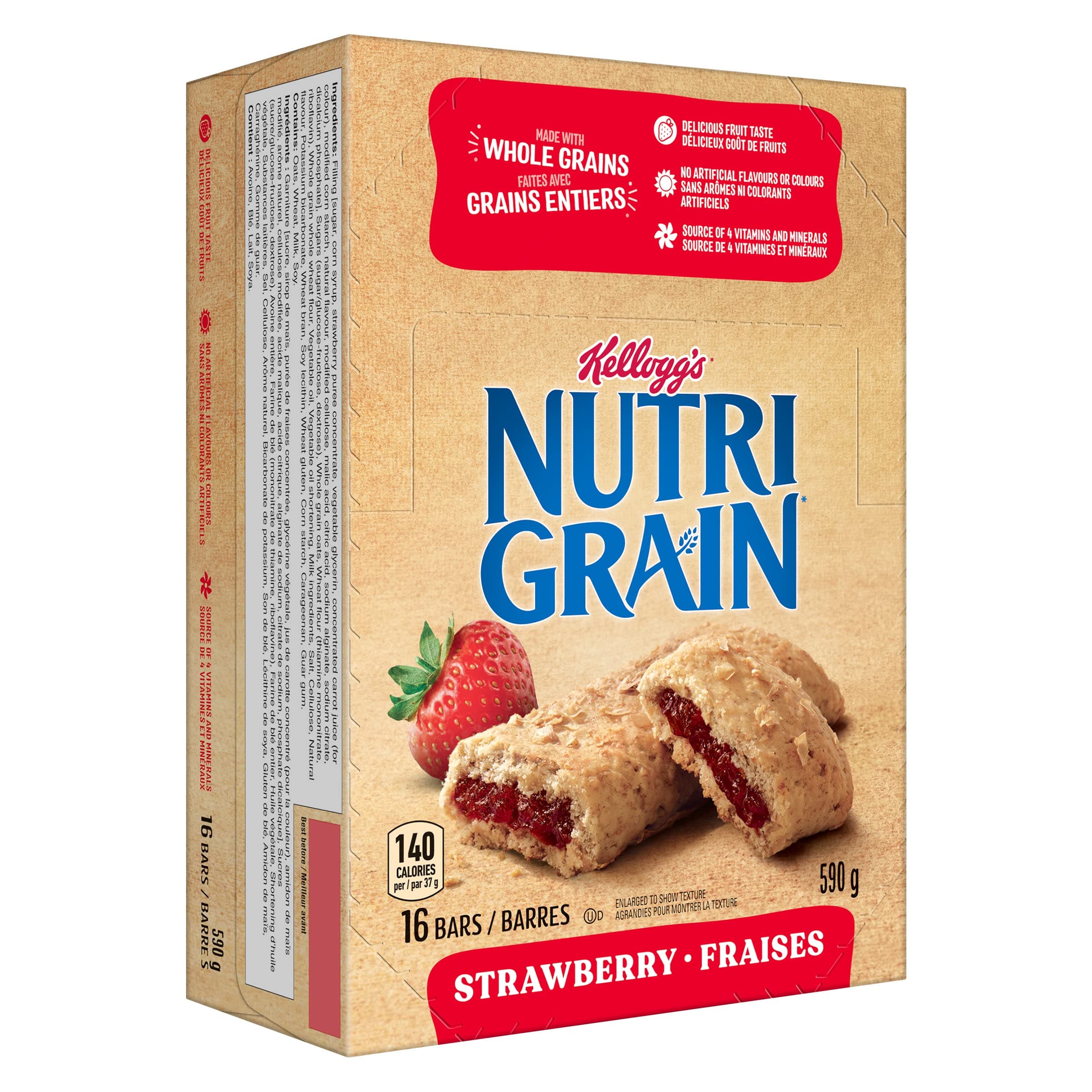 Kellogg's Nutri-Grain Strawberry Flavour 590g - 37 g (Pack of 16)