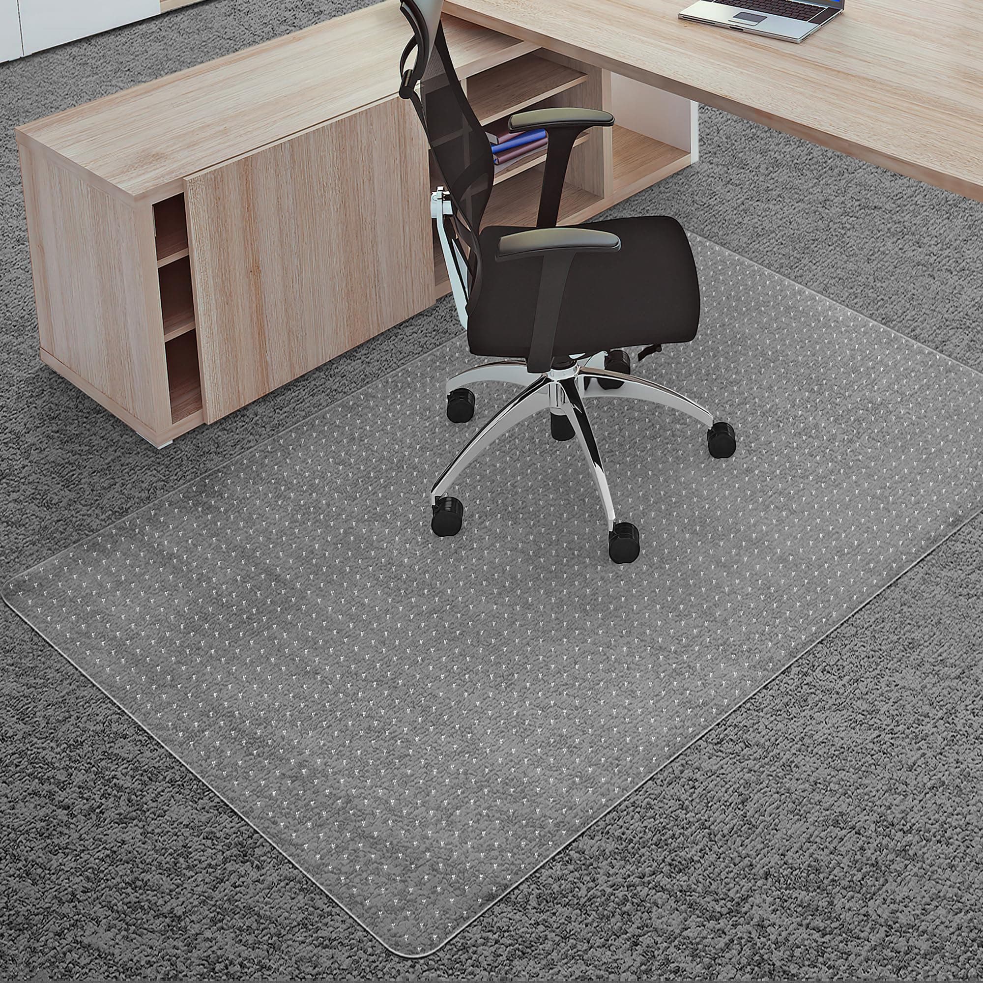 Office Chair Mat for Carpets, 48"x 60" Heavy Duty Clear Plastic Floor Protector, Non-Slip Computer Desk Chair Mat for Low Pile Carpeted Floors, Smooth Rolling Carpet Chair Mat for Home Office