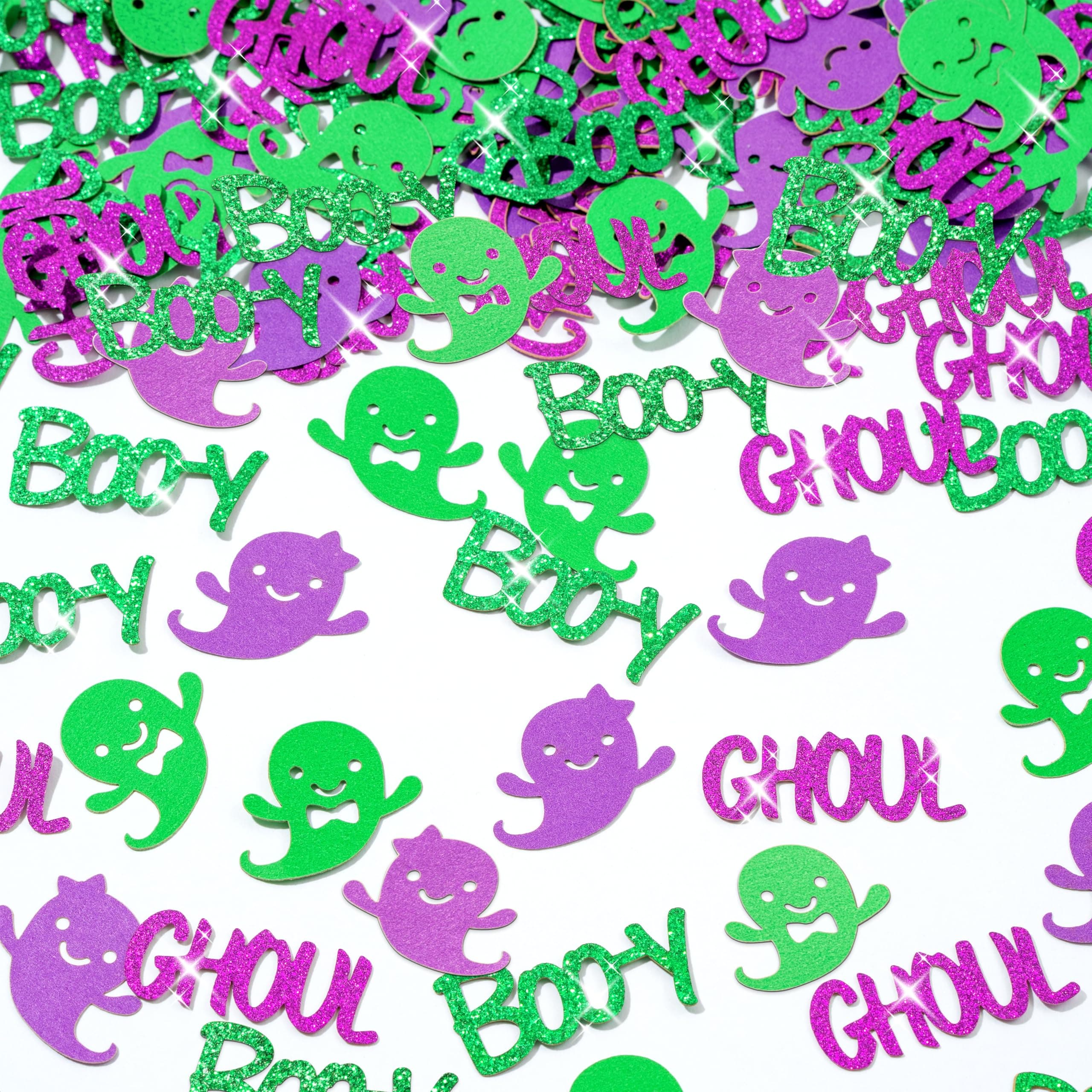 IcyeeCha 280Pcs Halloween Boo-y or Ghoul Gender Reveal Confetti Glitter Sprinkles Paper Scatter Table Decor for Team Boy Team Girl He or She Baby Shower Birthday Wedding Party Decorations Supplies