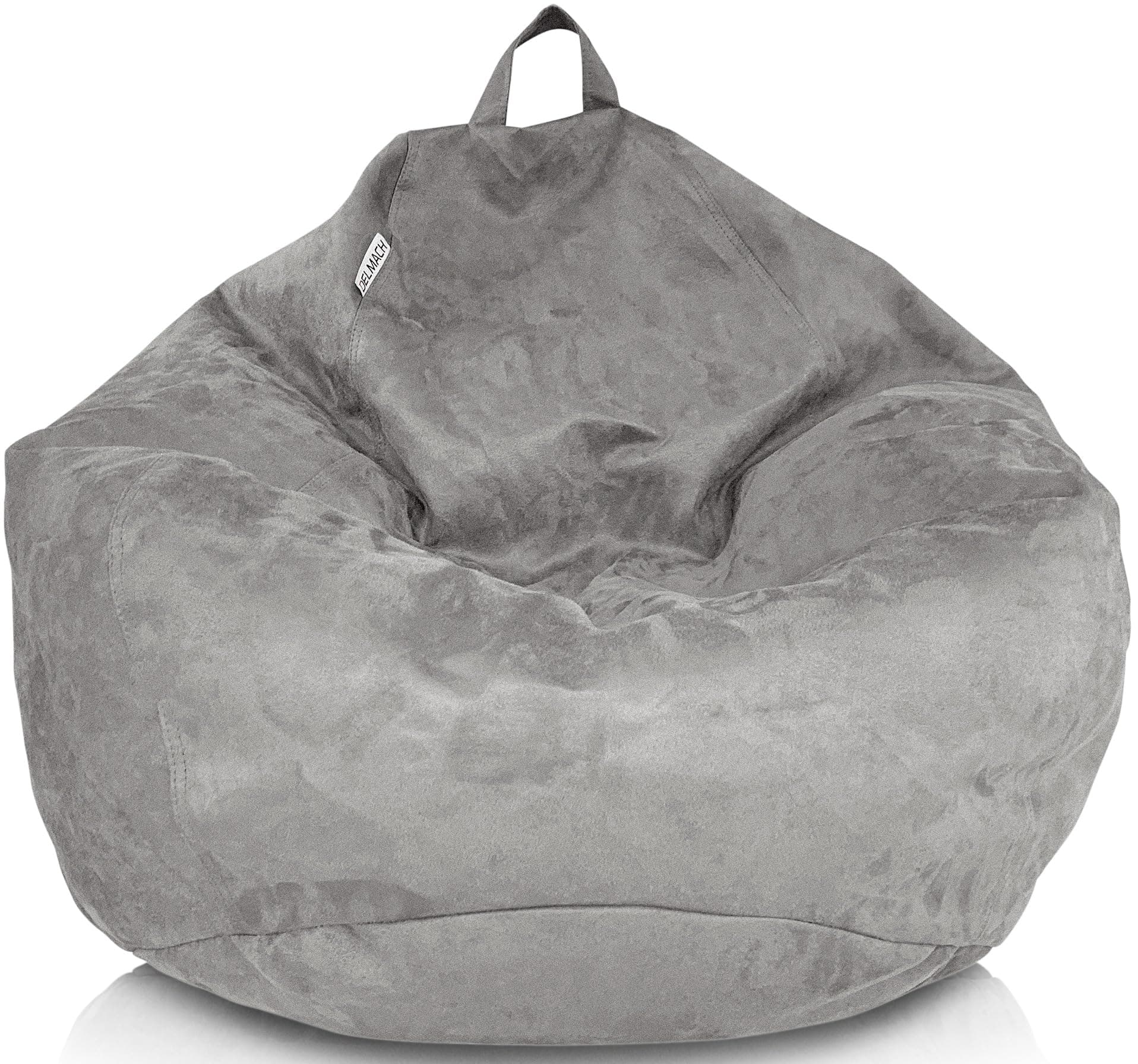 Delmach Bean Bag Chair Cover (No Filler) | Fur Resistant Microsuede | Adult Size | Stuffed Animal Storage for Kids Or Adults | Double Stitched | Soft Premium (Grey, 2.5 ft (Cover Only))
