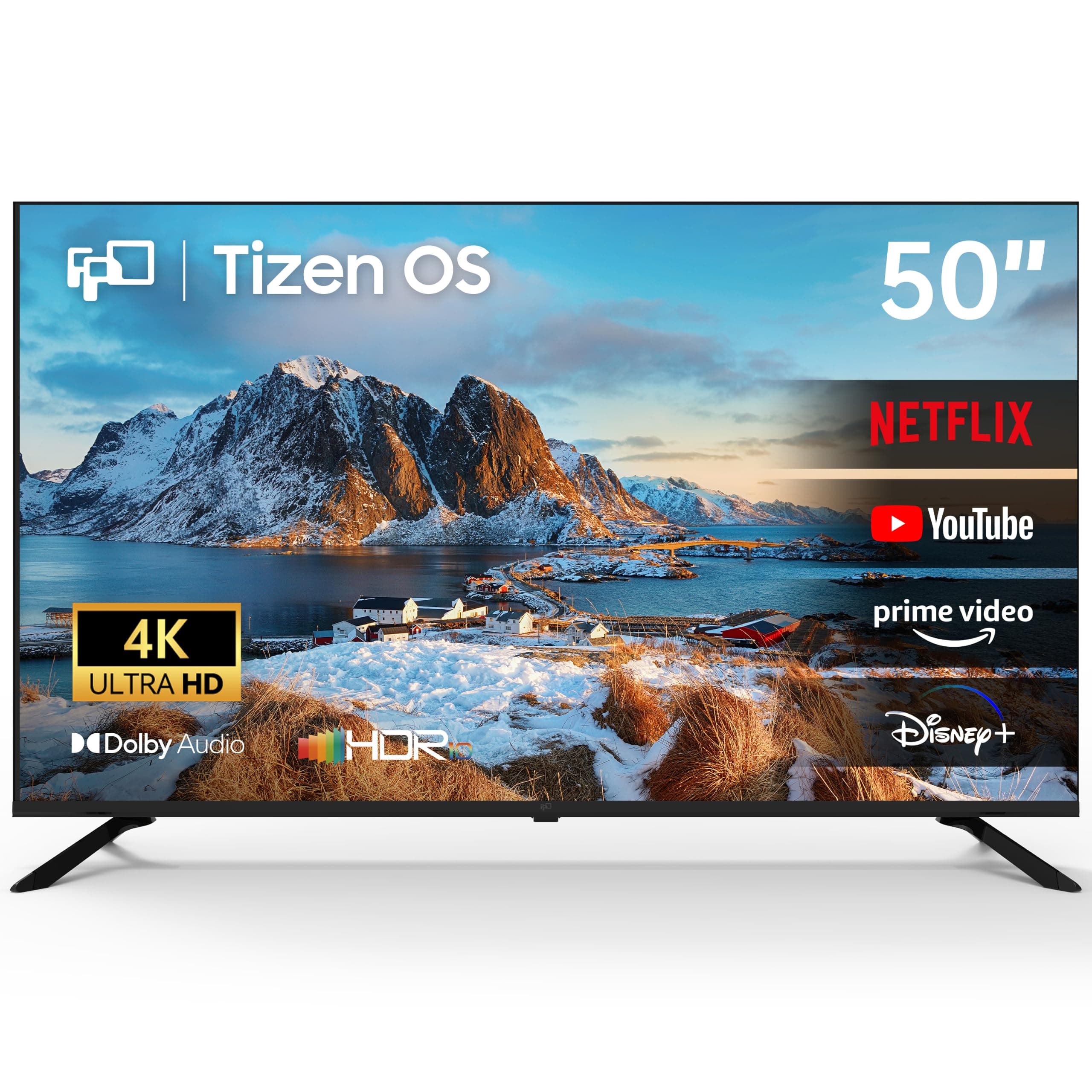 FPD 50 Inch Smart TV, 4K Television Tizen OS Compatible with Samsung TV Plus, Airplay & Miracast, Dolby Audio, HDR10, HDMI, ALLM, HDMI 2.1, eARC (AT50)