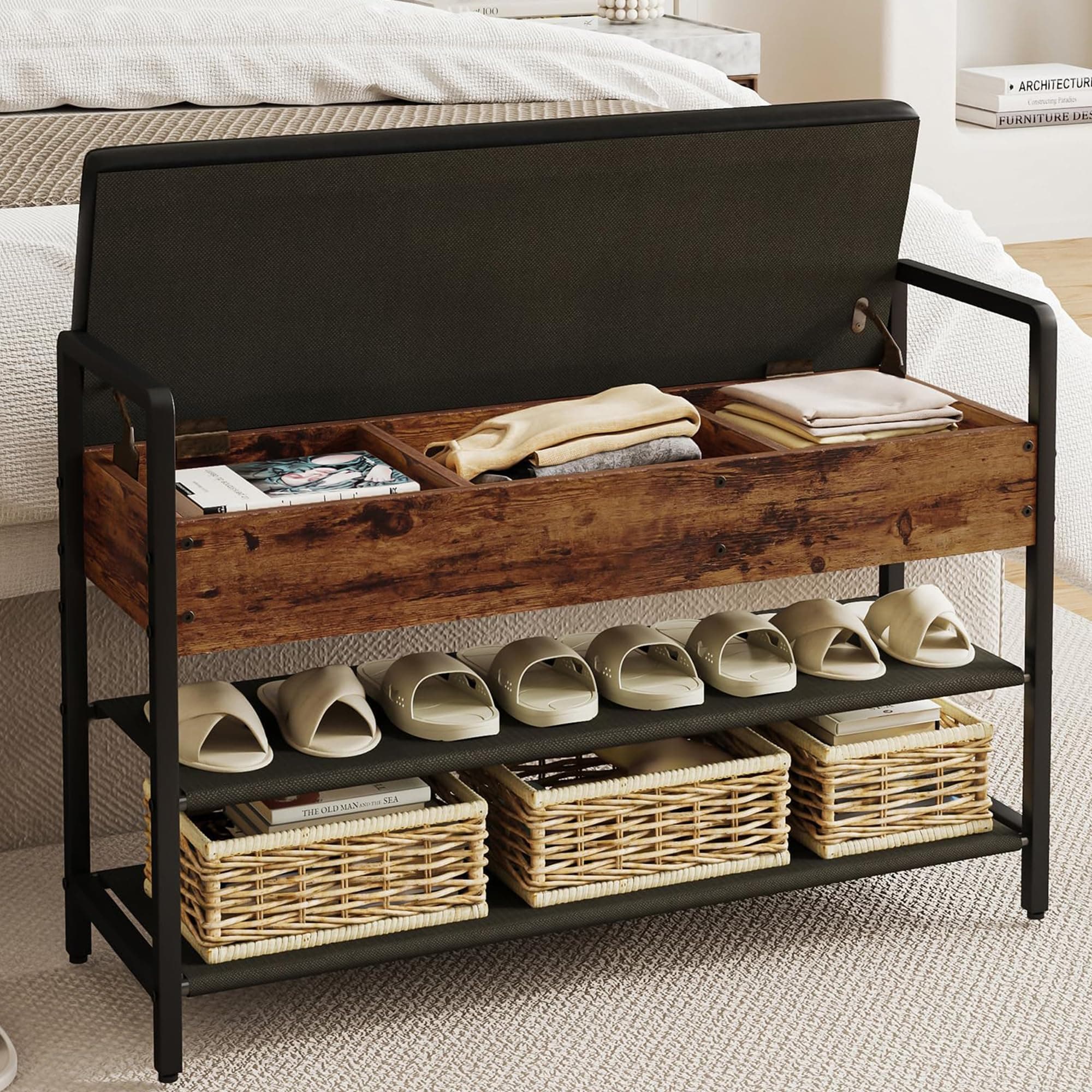 Hzuaneri Storage Shoe Bench, Entryway Bench with Lift Top Storage Box