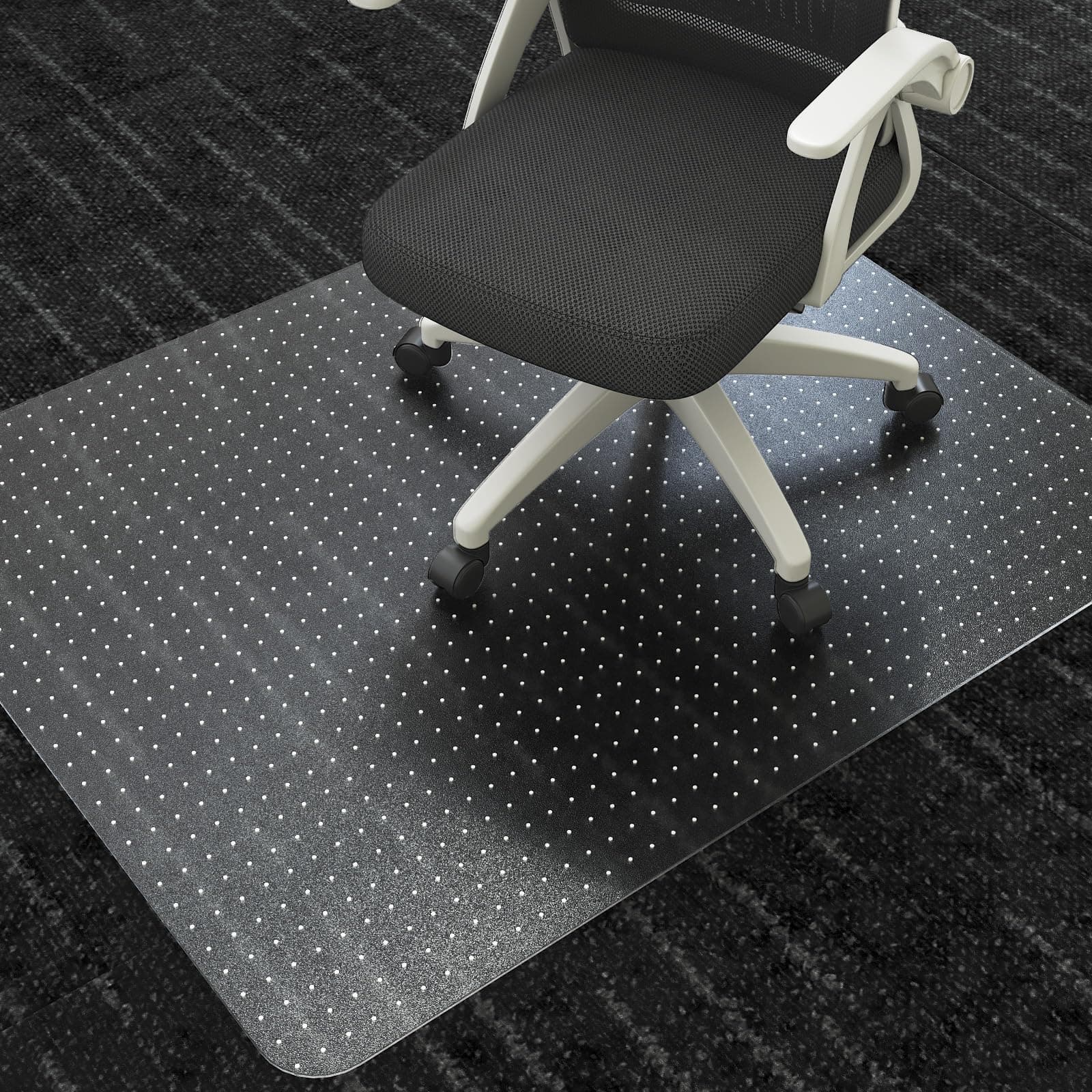 SHAREWIN Office Chair Mat for Carpet Floors, Desk Mats 47"X59" for Rolling Desk on Low Pile Carpets, Rectangle Computer Gaming Plastic Floor Mats for Office Chair on Carpet, Flat Without Curling