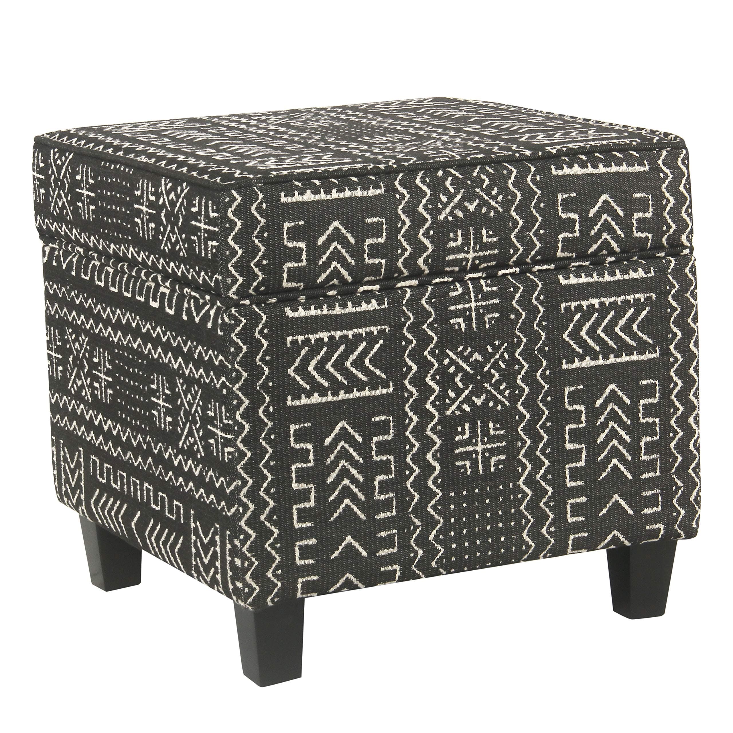 Homepop Home Decor | K7342-F2267 | Classic Square Storage Ottoman with Lift Off Lid | Ottoman with Storage for Living Room & Bedroom, Onyx