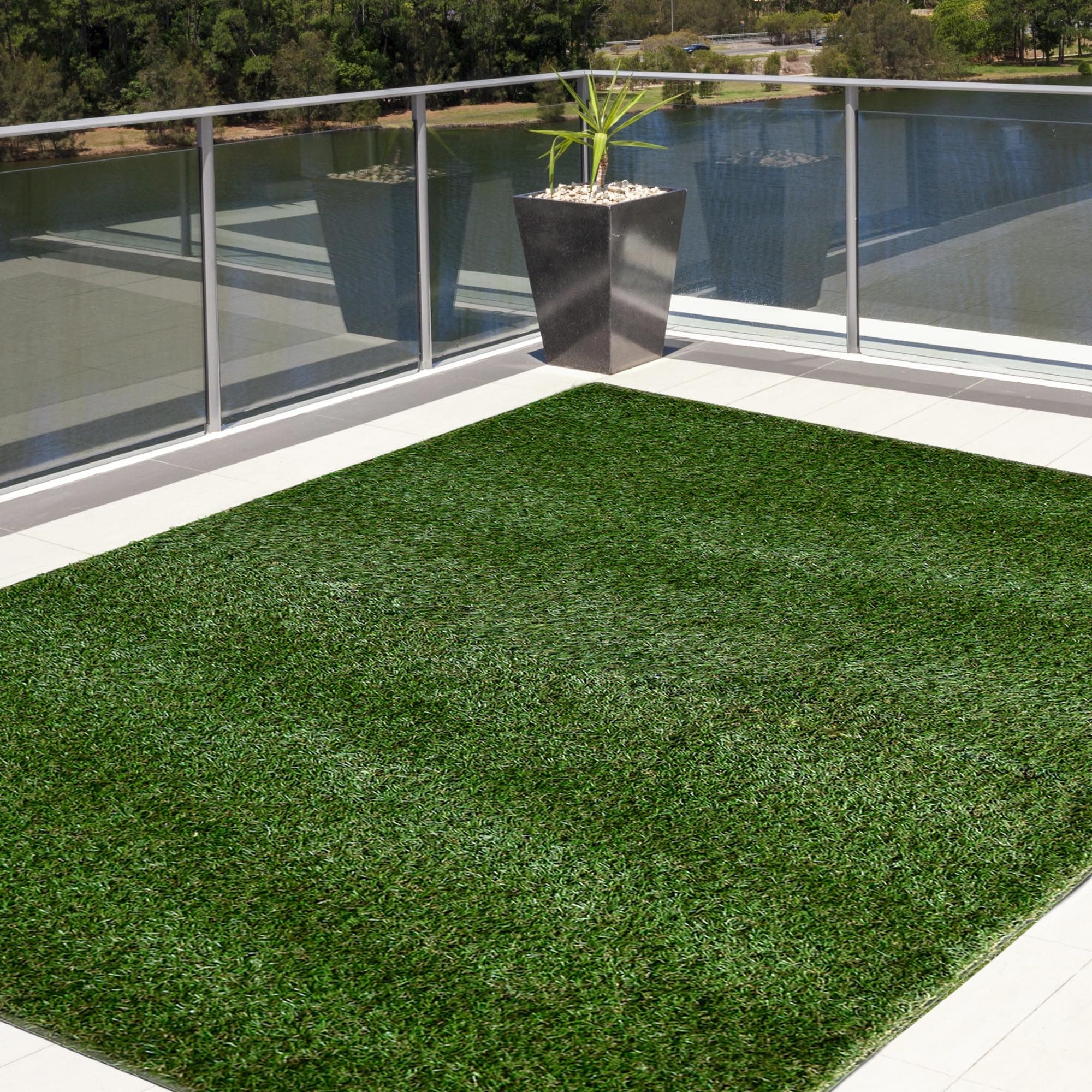 iCustomRug Artificial Thick Realistic Grass Mats & Turf Rugs 12' X 8' Synthetic Grass in Many Custom Sizes and Widths with Finished Edges with Binding Tape