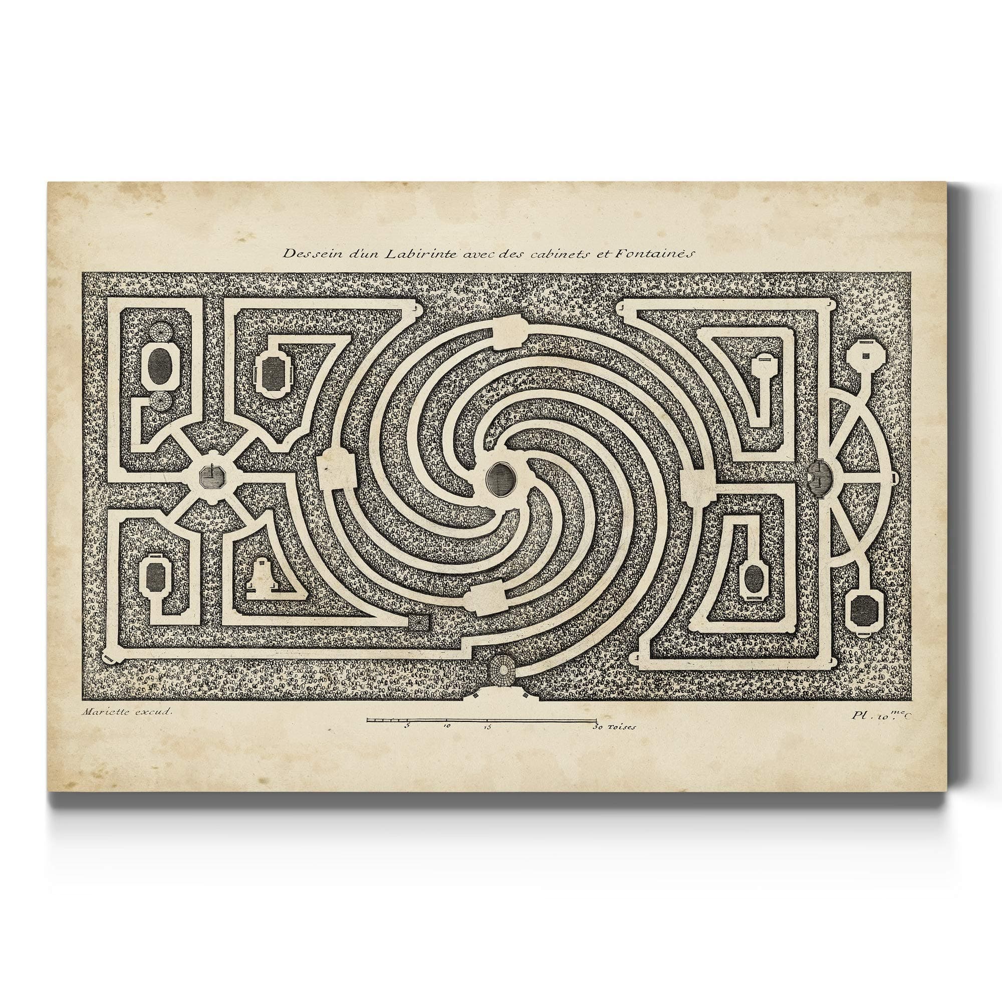 Renditions Gallery Landscape Style Canvas Wall Art Ready to Hang: Rustic Italian, Neutral Garden Nature & Ocean Beach & Modern Abstract Wall Art for Home & Office - Garden Parterre I 24X36