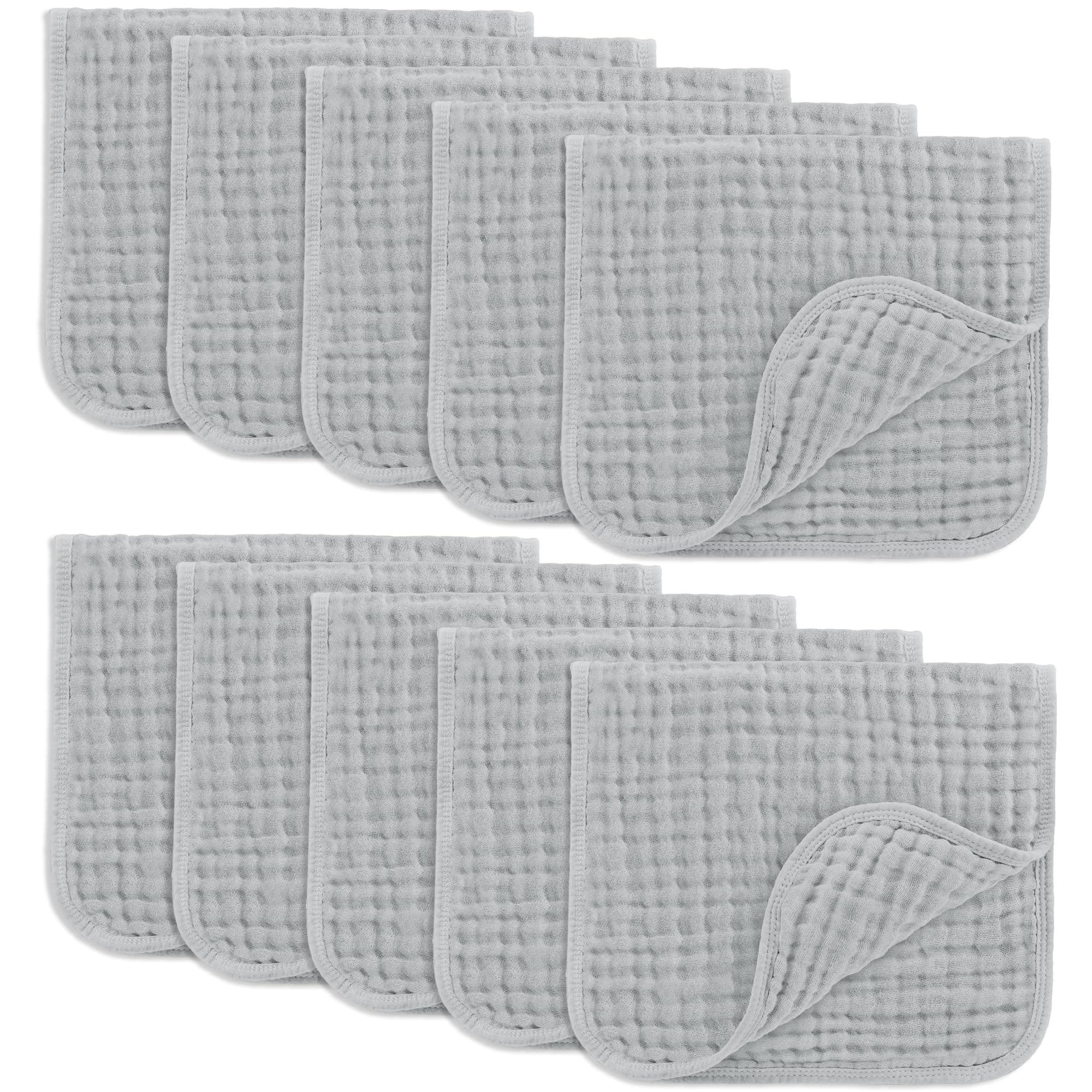 Comfy Cubs Muslin Burp Cloths 50x25cm 10 Pack Baby Burp Cloths Heather Blue