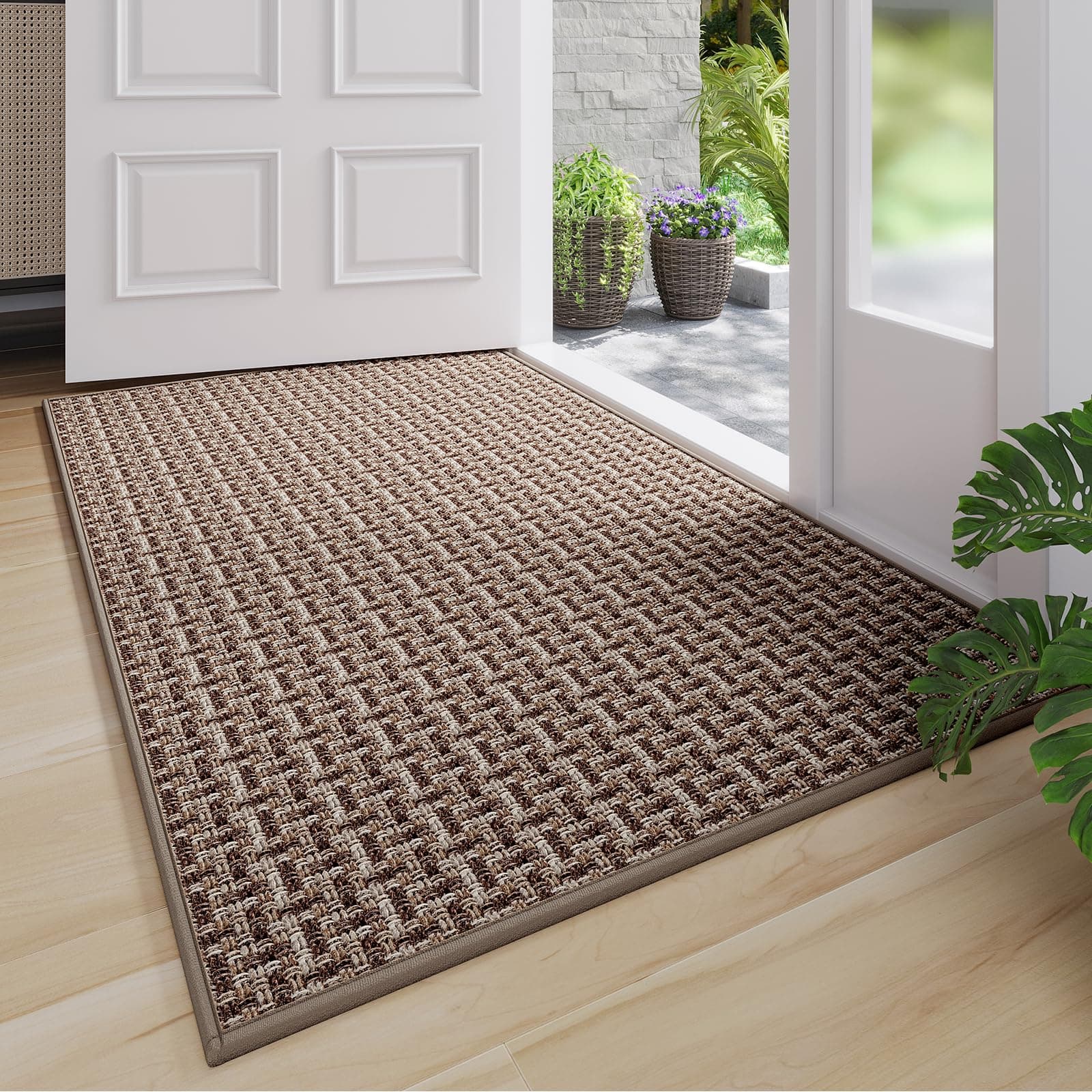 YDKGL Front Door Mat Indoor Entrance Non Slip Entry Doormat Brown 31"x47"