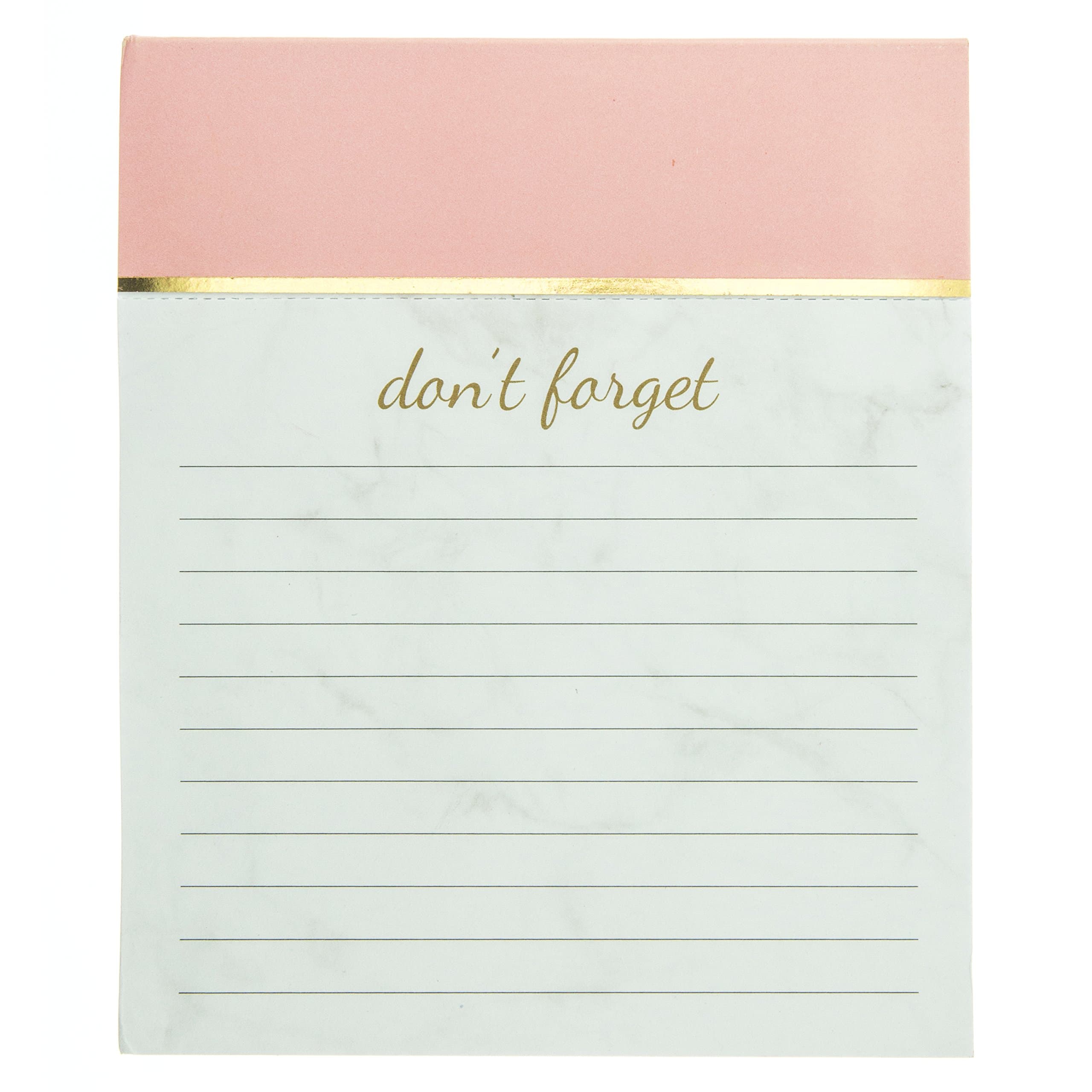 Graphique Blush Pink Jotter Notepad, Pad of Paper w/ 250 Tearable Ruled Pages, Elegant and Fun, Embellished with Gold Foil, Great for Kitchen Counters, Nightstands, Desks, and More, 4.5" x 5.5" x 1"