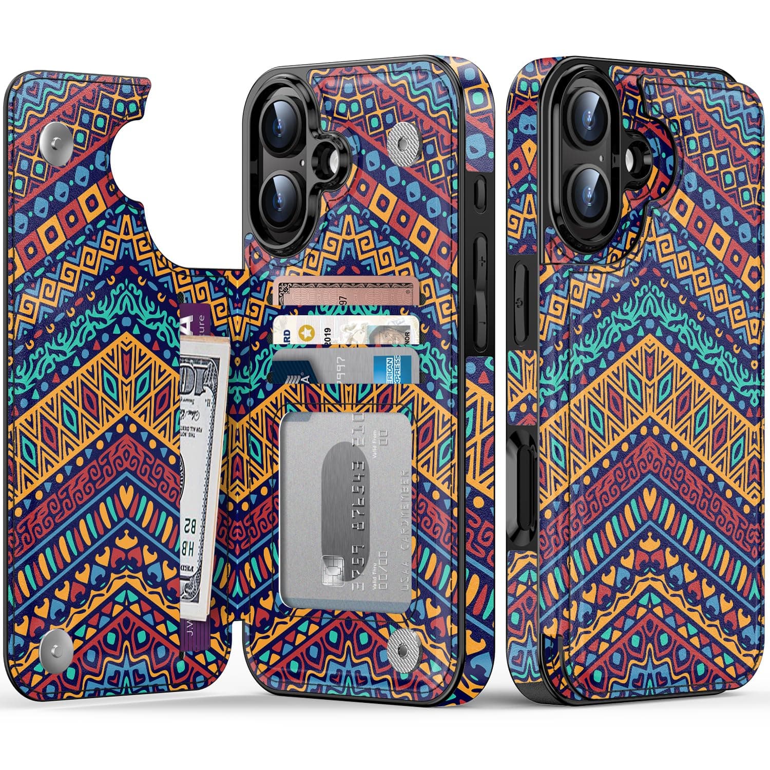 LETO for iPhone 16 Plus Wallet Case, Flip Folio Leather Kickstand