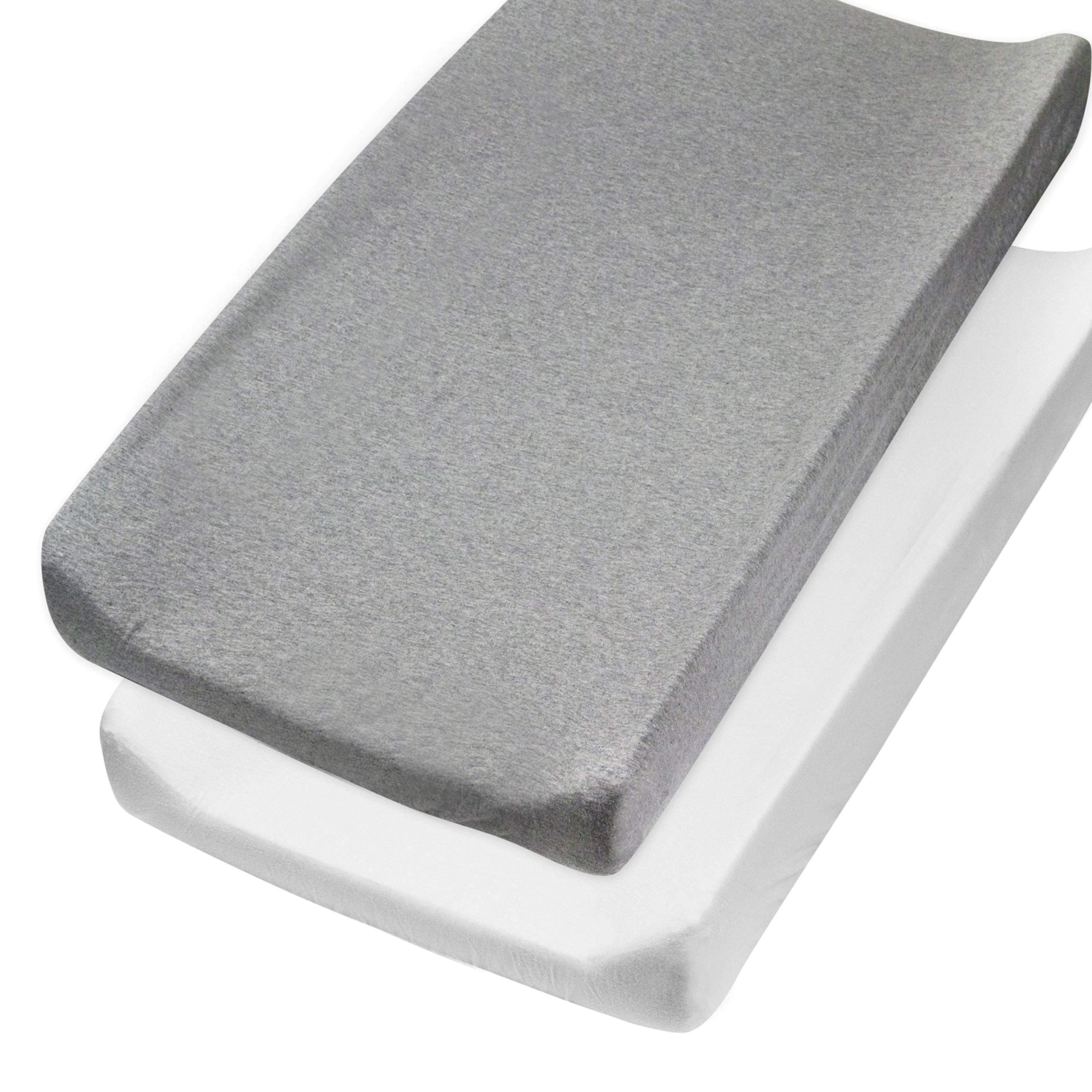 HonestBaby Baby Organic Cotton Changing Pad Covers (Set of Two), Gray Heather, One Size