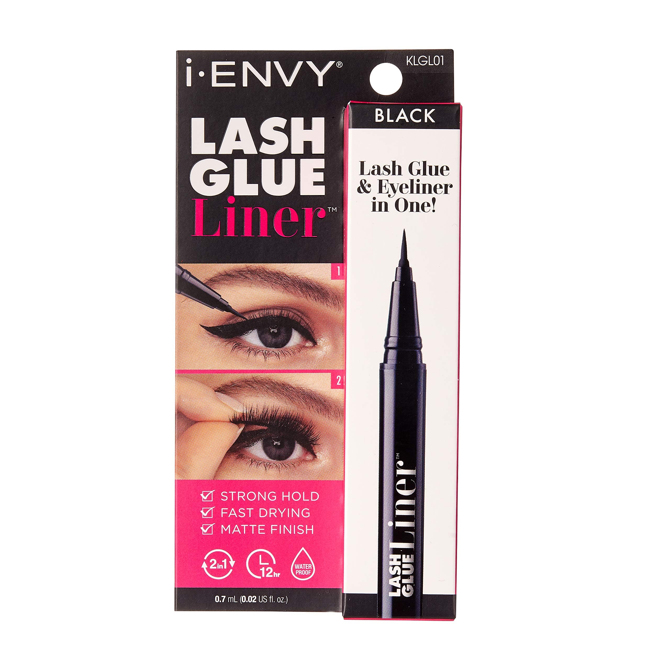 i-ENVY Lash Glue Liner 0.7mL (0.02 US fl. Oz) – Lash Glue & Eyeliner 2 - in -1 (Black) Apply Like Eyeliner