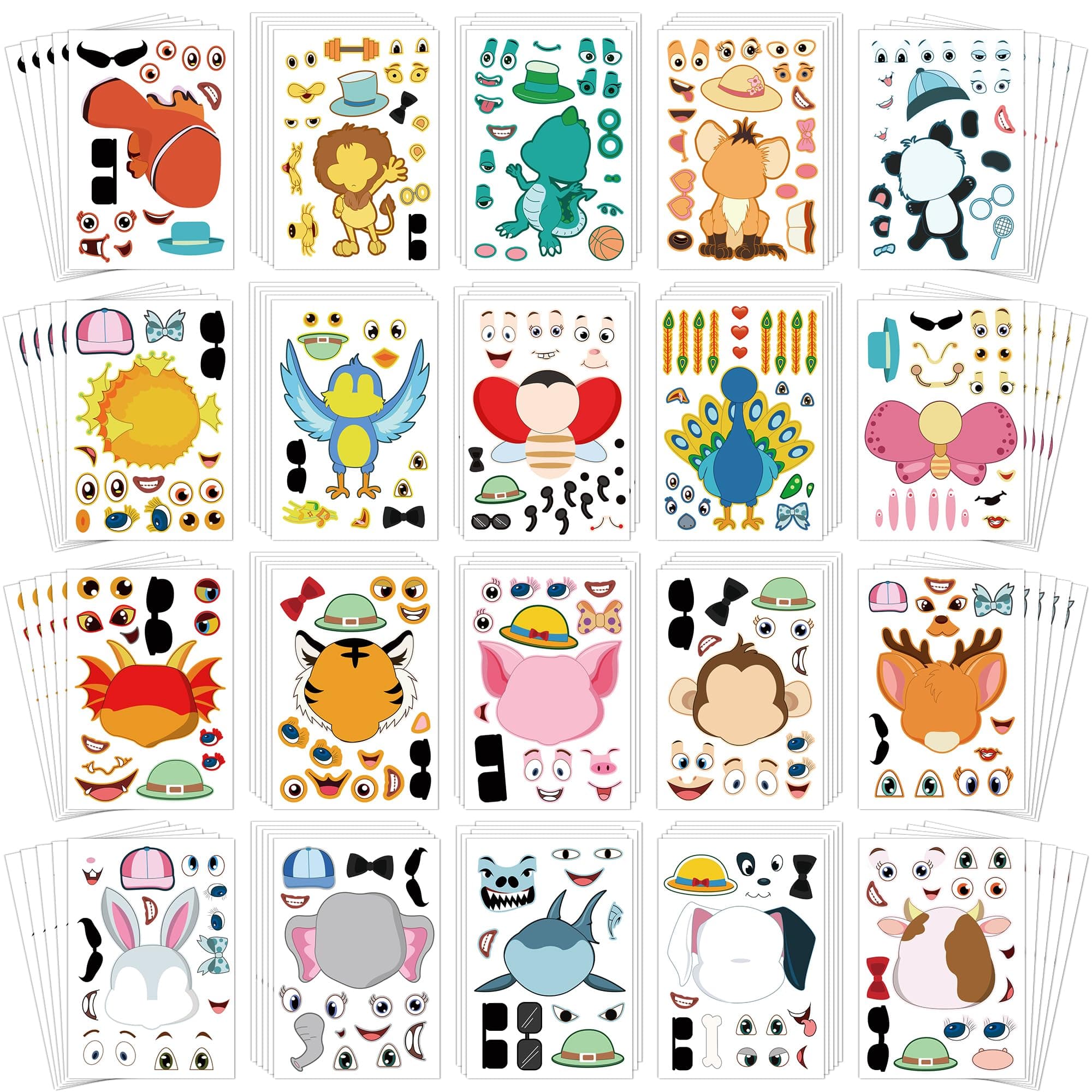 Sinceroduct Make Your Own Stickers for Kids&Make-a-Face Stickers(100 Pack)