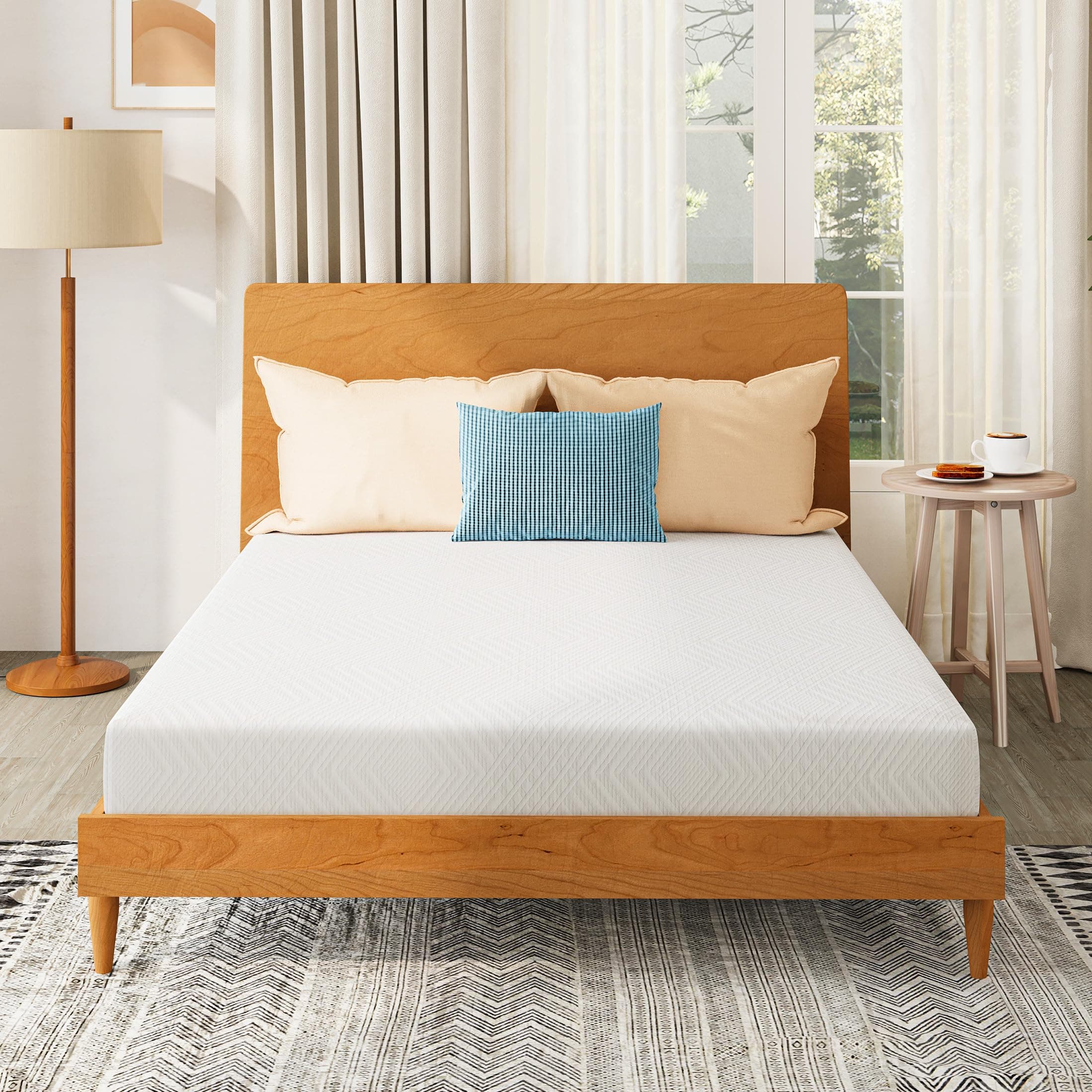 King Mattress in a Box, 10 inch Mattresses Made in USA for Platform Bed Double Size Daybed, Green Tea Memory Foam Medium Firm