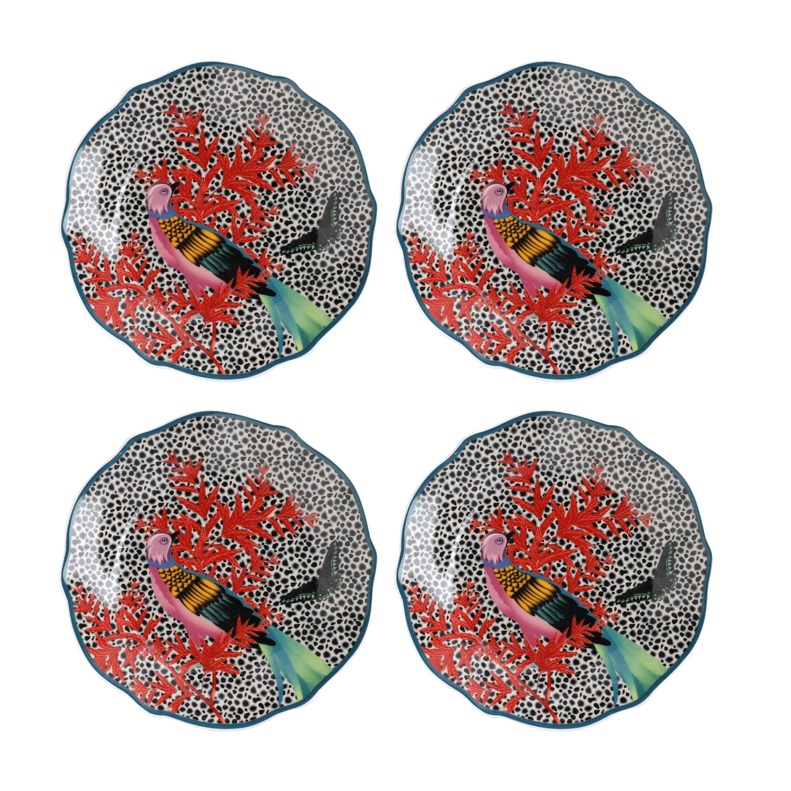 MIKASA x Sarah Arnett Side Plates, Set of 4, Porcelain Side Plate Set, Round Small Plates with Vibrant Print & Scalloped Edge, 19cm - Dishwasher Safe