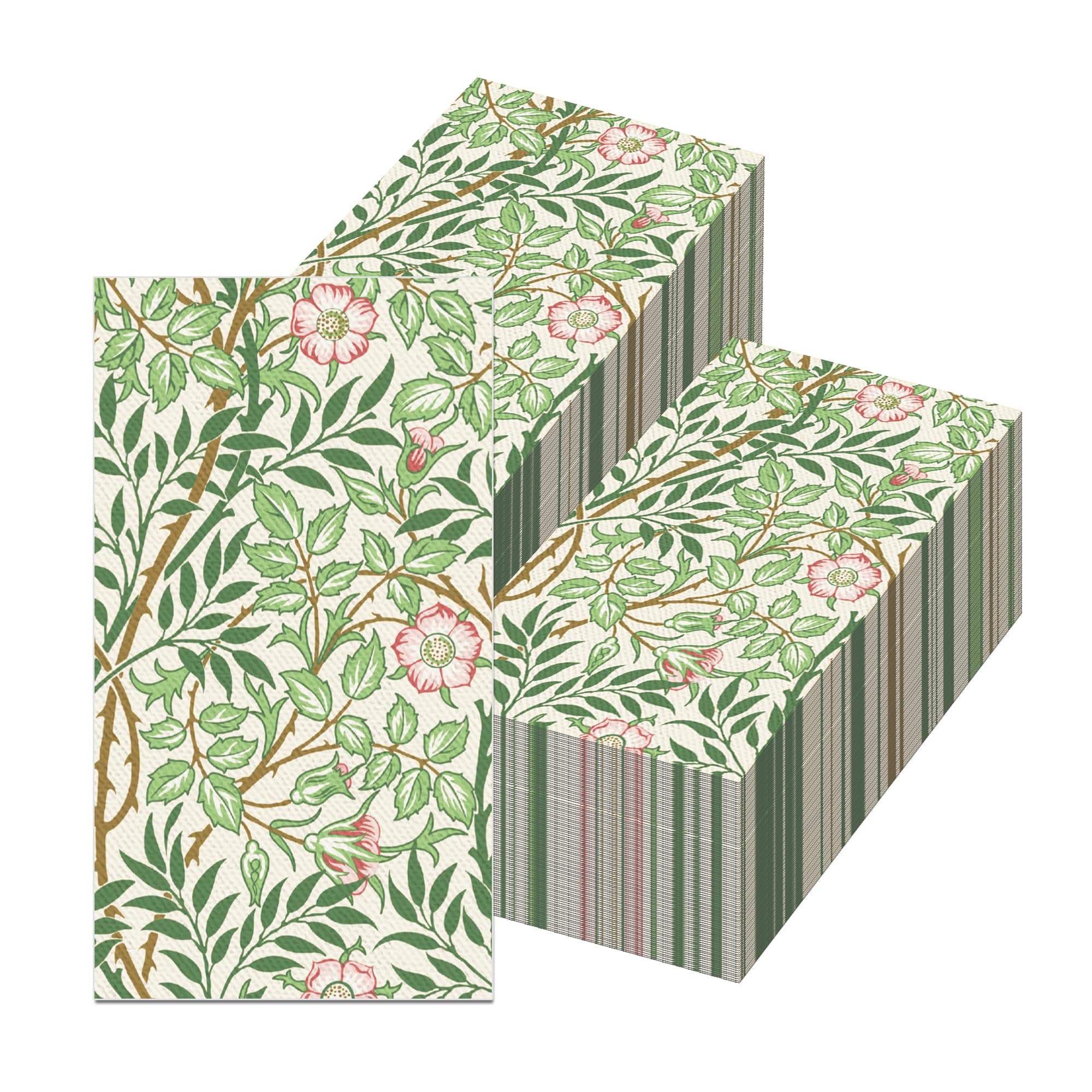 100 Pcs Elegant Greenery Guest Napkins Boho Vintage Paper Napkin Disposable Decorative Tissue Paper Hand Towels for Bathroom Bridal Shower Wedding Anniversary Tea Party