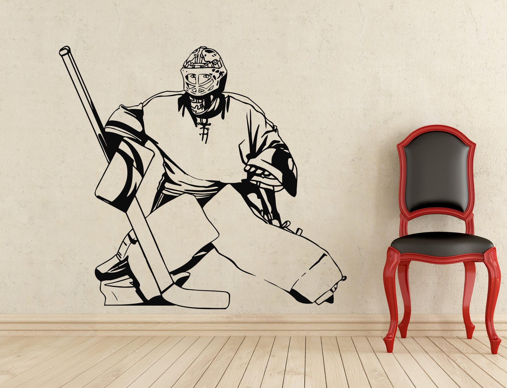 Hockey Goalie Wall Decal Sport Vinyl Sticker Wall Decor Removable Waterproof Decal (191n)